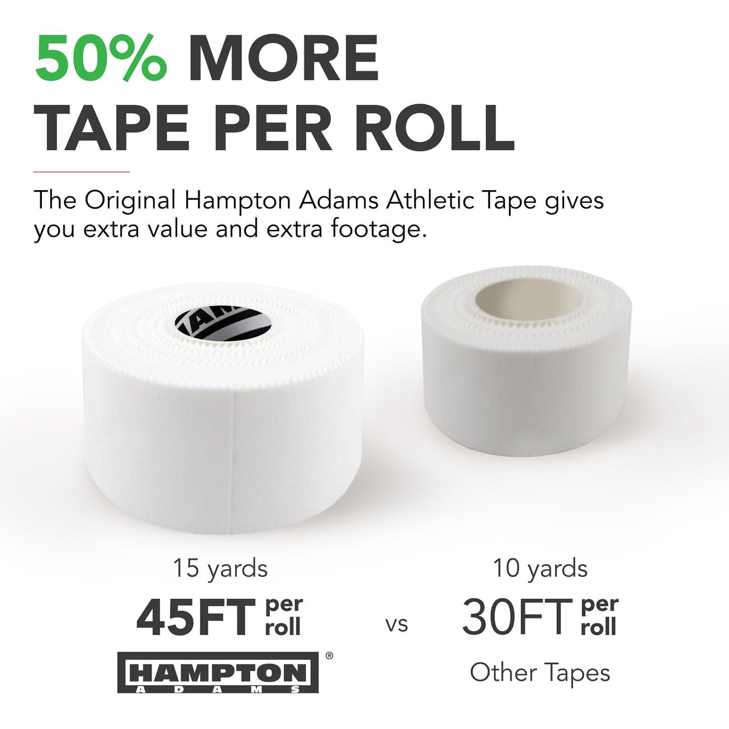 Hampton Adams | As Seen on Shark Tank | Original Athletic Sports Tape (3-Pack) | 45ft Rolls | Very Strong Easy Tear NO Sticky Residue | Best Tape for Athlete & Trainers | Fingers Ankles