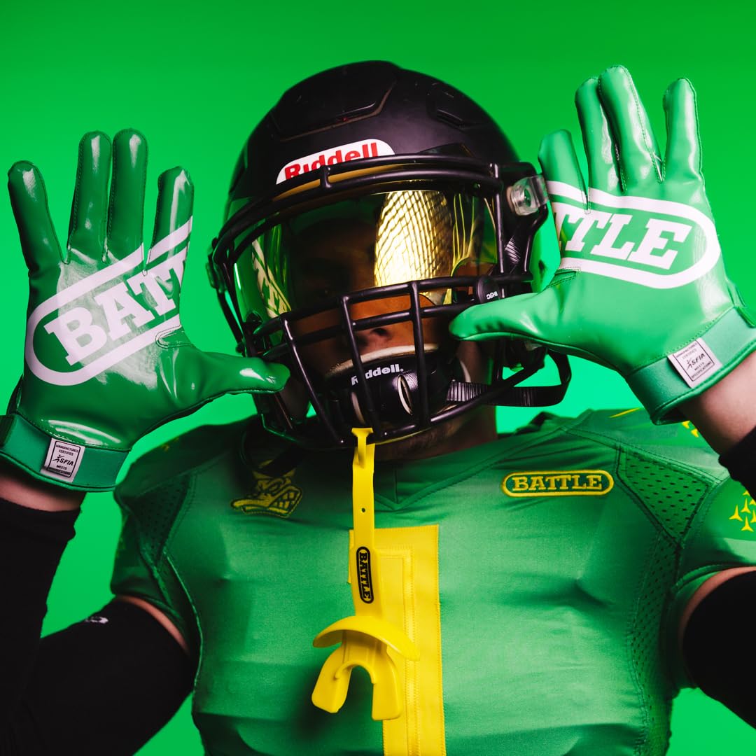 Battle Double Threat Wide Receiver Football Gloves – Ultra Stick Grip, Compression Fit (Runs Tight – Size Up If Between Sizes), Youth & Adult Football Gloves