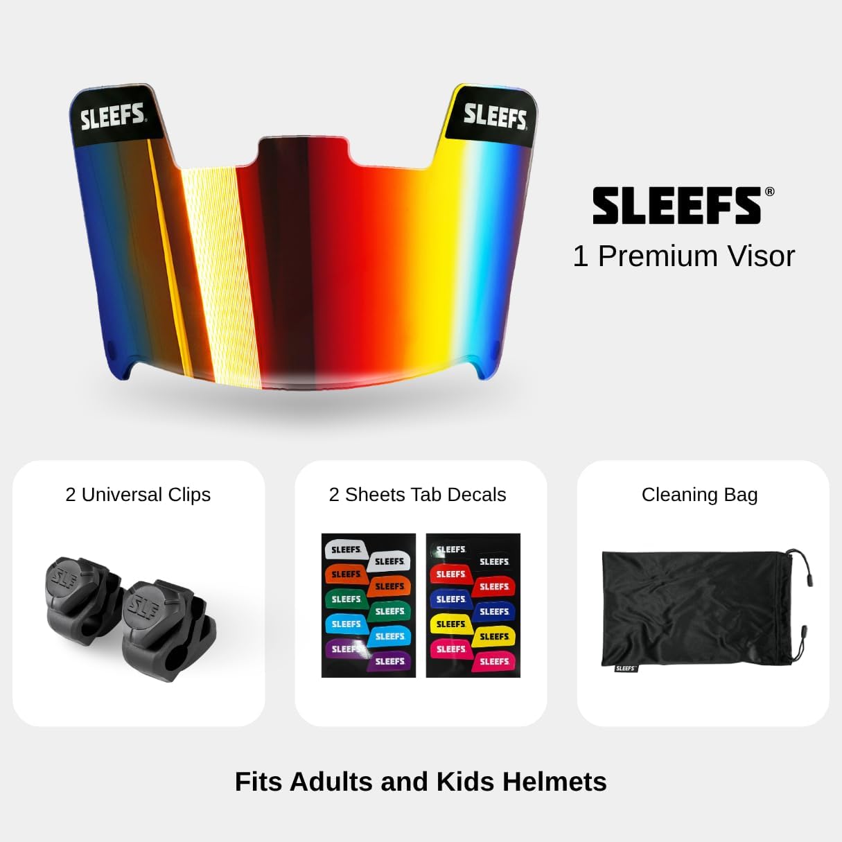 SLEEFS Clear Football Visor for Helmet - Professional Football Visor - Face & Eye Shield - Fits Youth & Adult Helmets - Includes Quick Visor Clips for Easy Installation