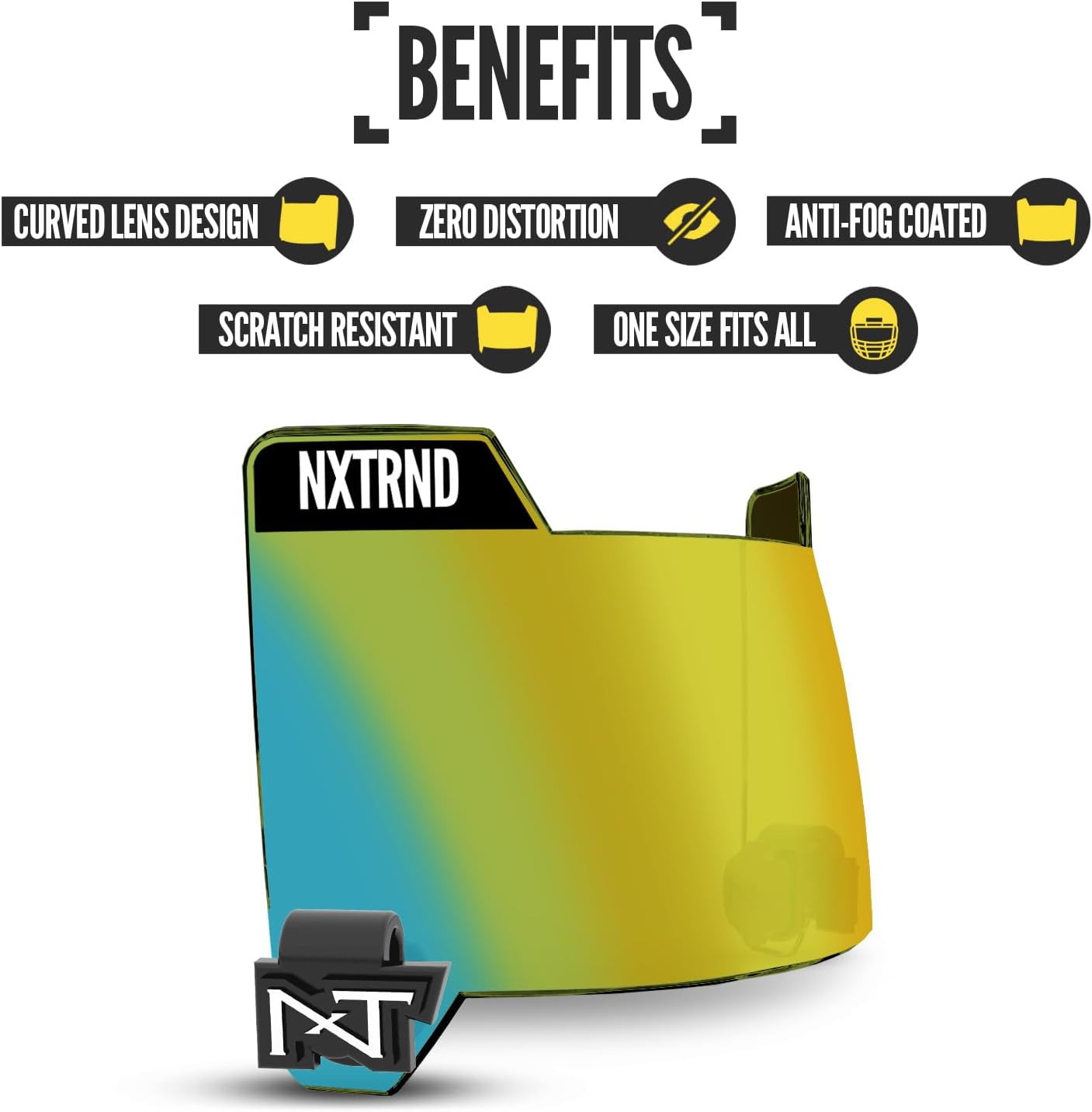 Nxtrnd VZR3 Football Visor, Curved Lens Technology, Fits Adult & Youth Football Helmets