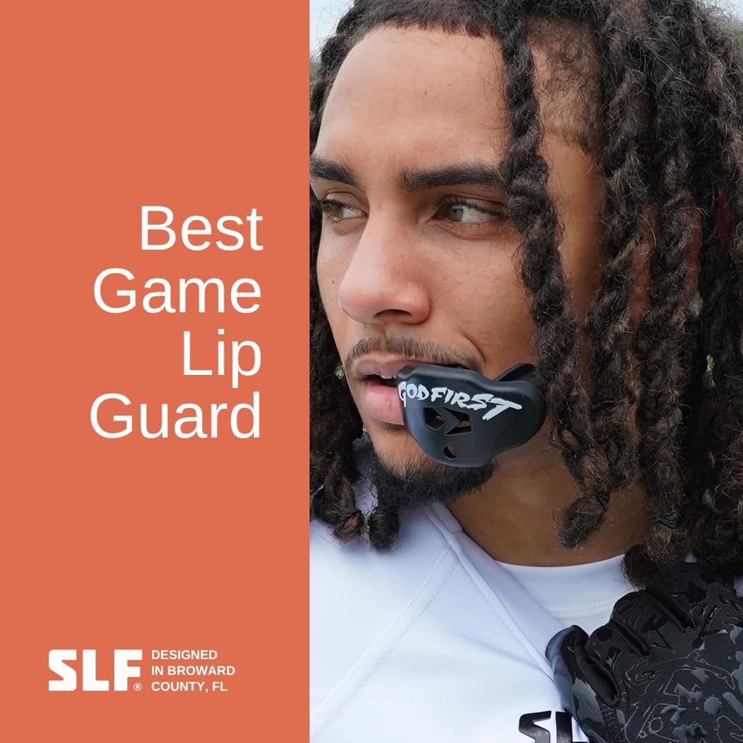 SLEEFS Football Mouth Guard - Youth Mouthguard with Strap - Lip/Teeth Protector Mouthpiece - No Boil - for Youth/Adults, Maximum Air Flow, for All Sports - Cross