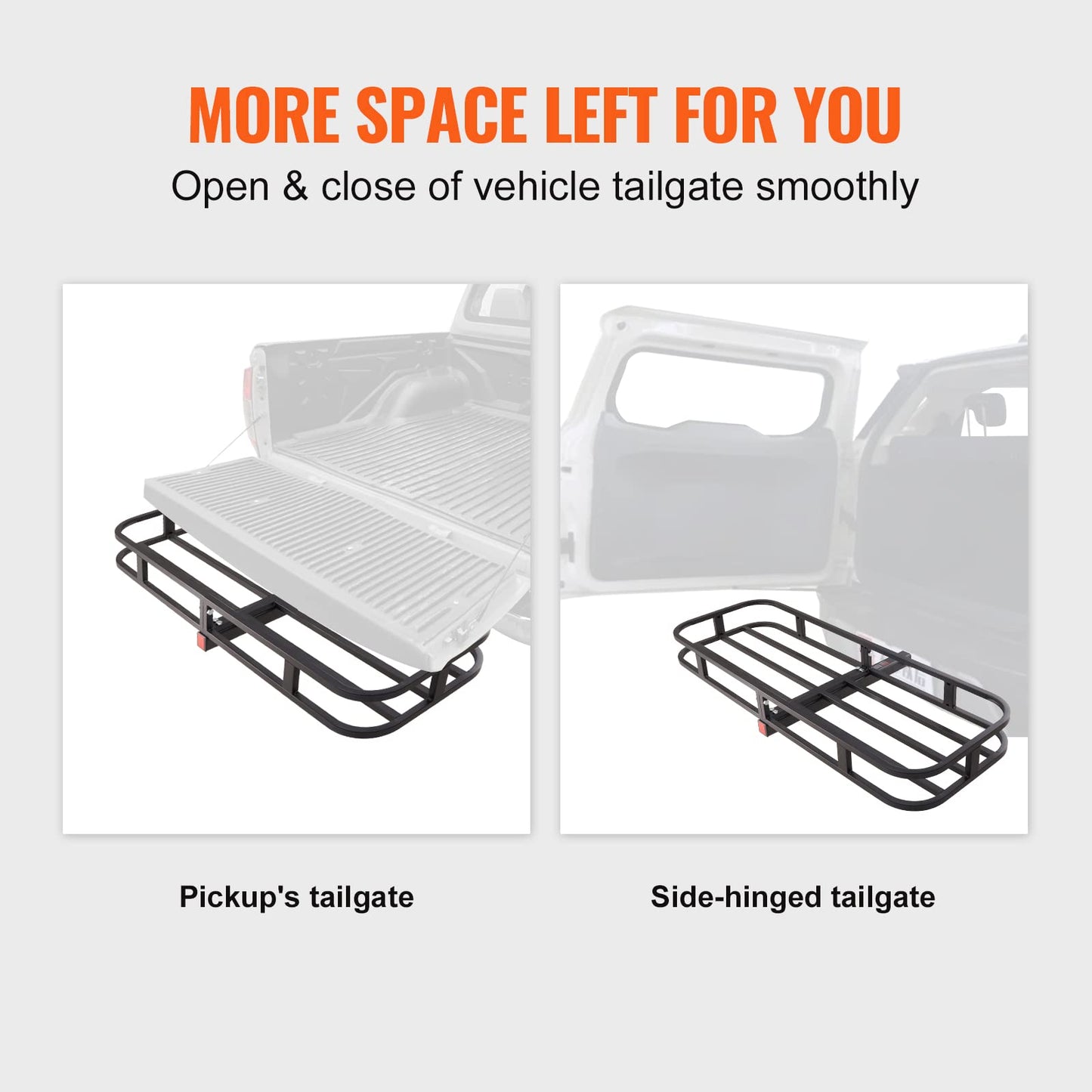 VEVOR 60x24x6 Folding Hitch Carrier - 500lb Capacity Cargo Basket & Waterproof Bag, Fits 2" Hitch Receiver for SUV, Truck, Pickup
