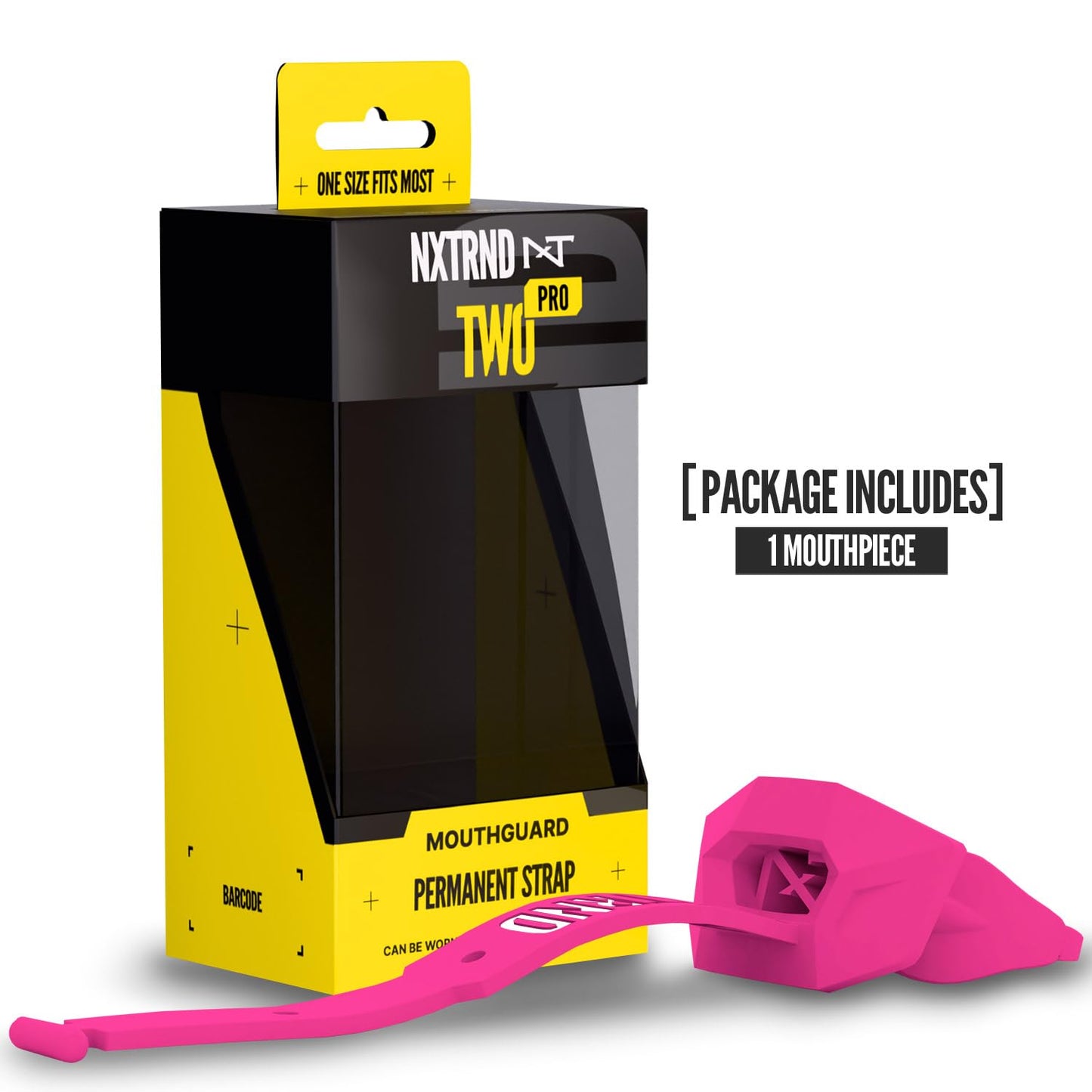 Nxtrnd Two Pro Football Mouth Guard, Permanent Strap, Fits Adult & Youth (Black)