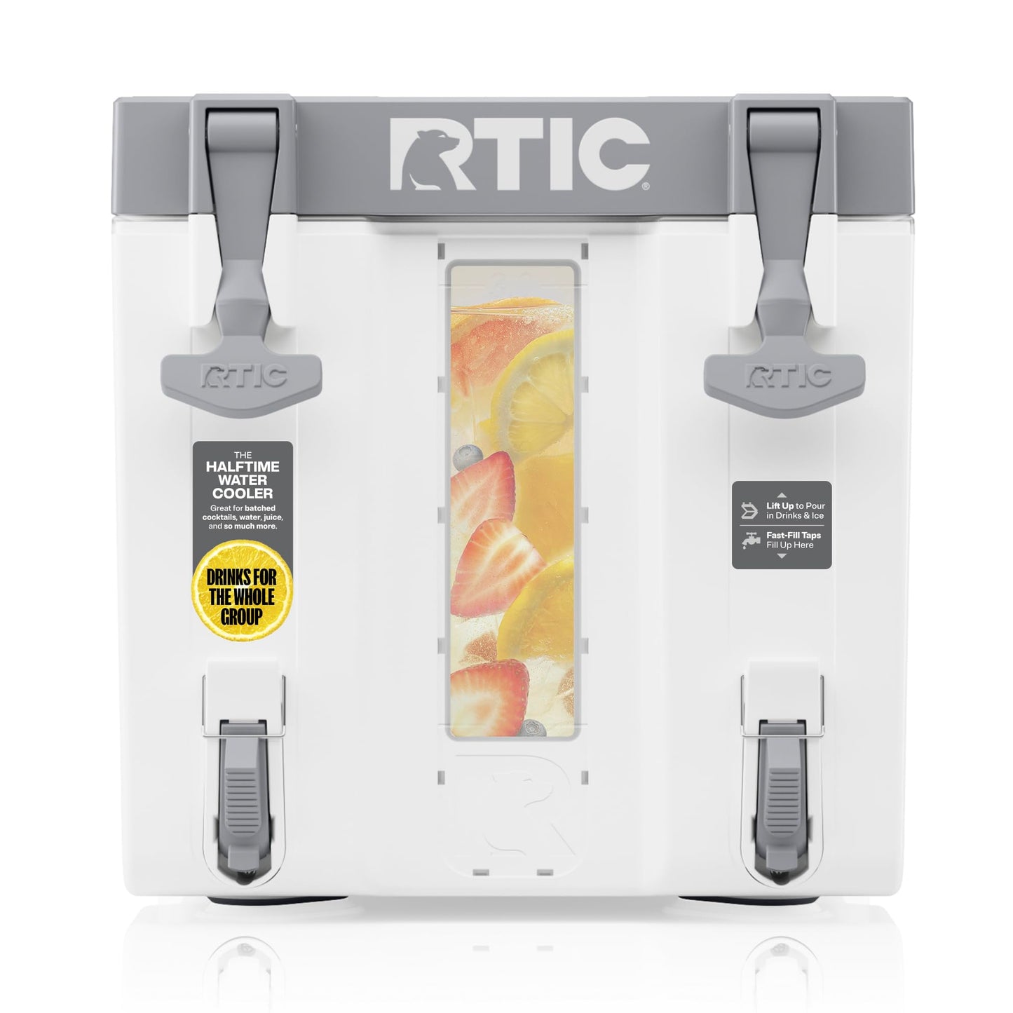 RTIC Halftime 3 Gallon Water Cooler Dispenser, Dual Taps, White | Insulated Beverage Dispenser for Sports, Parties, Camping, BBQ and Picnics, Dual Taps, Stackable, BPA Free