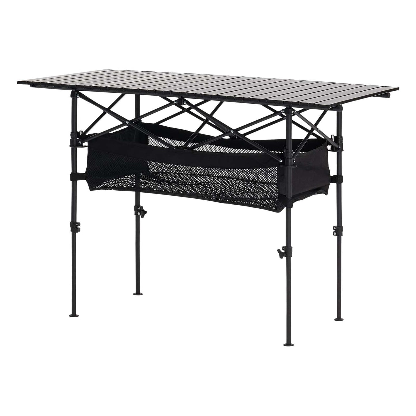 VEVOR Folding Camping Table, Portable Roll Up Side Tables, Lightweight Aluminum Beach Table for Outdoor BBQ Tailgating Picnic, Travel (47 inch-Black)