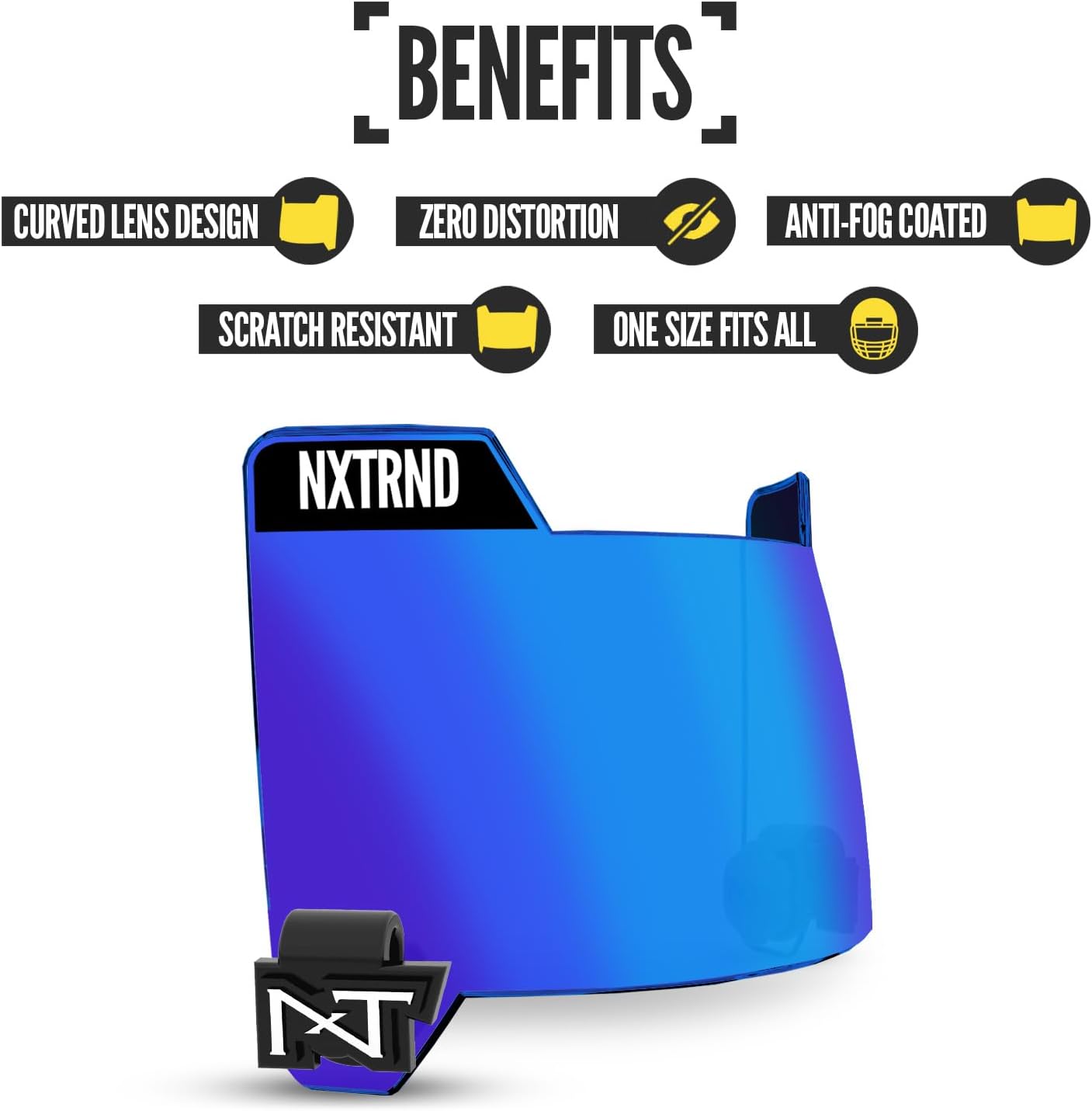 Nxtrnd VZR3 Football Visor, Curved Lens Technology, Fits Adult & Youth Football Helmets