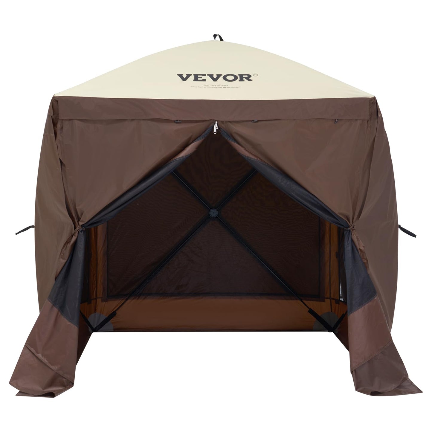 VEVOR Pop Up Gazebo Screen Tent 6 Sided Canopy Sun Shelter with 6 Removable Privacy Wind Cloths & Mesh Windows, 10x10FT Quick Set Screen Tent with Mosquito Netting, Army Green