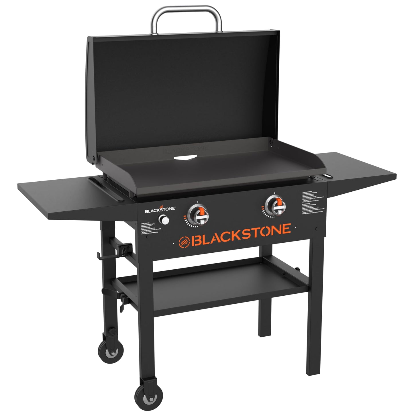 Blackstone 2450AZ 28" Omnivore Griddle with Hood Bundle | Includes 28" Griddle with Hood, Soft Cover, and Two Spatulas