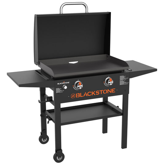 Blackstone 2450AZ 28" Omnivore Griddle with Hood Bundle | Includes 28" Griddle with Hood, Soft Cover, and Two Spatulas