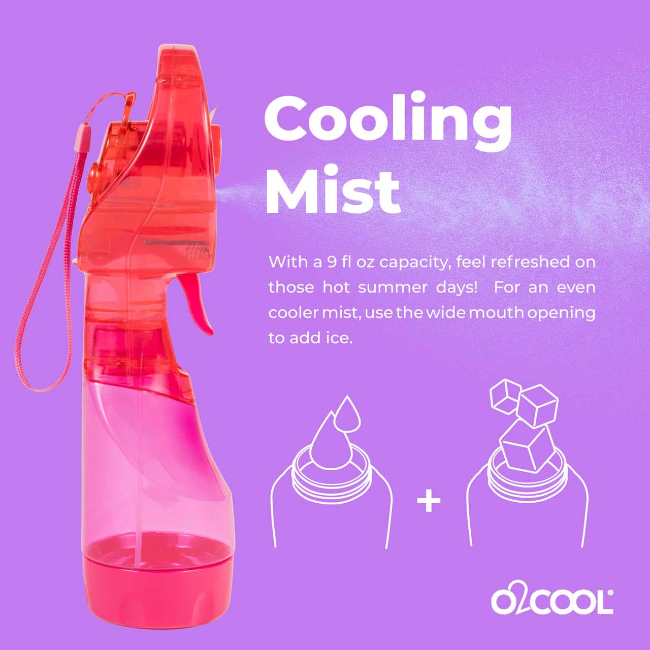 O2COOL Deluxe Handheld Battery Powered Water Misting Fan (Green)