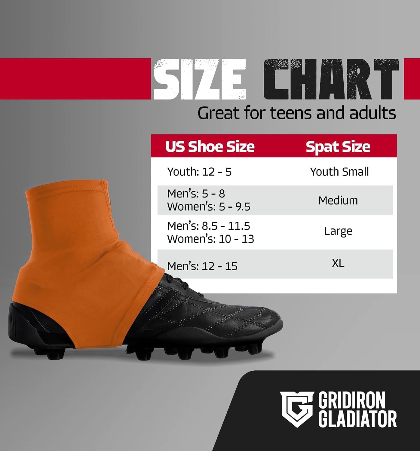 Gridiron Gladiator Football Spats - Spat Cleat Covers for Youth or Adult - Cover Cleats for Baseball Soccer Football - Shoe Sleeves - Sports Gear - Green - Medium