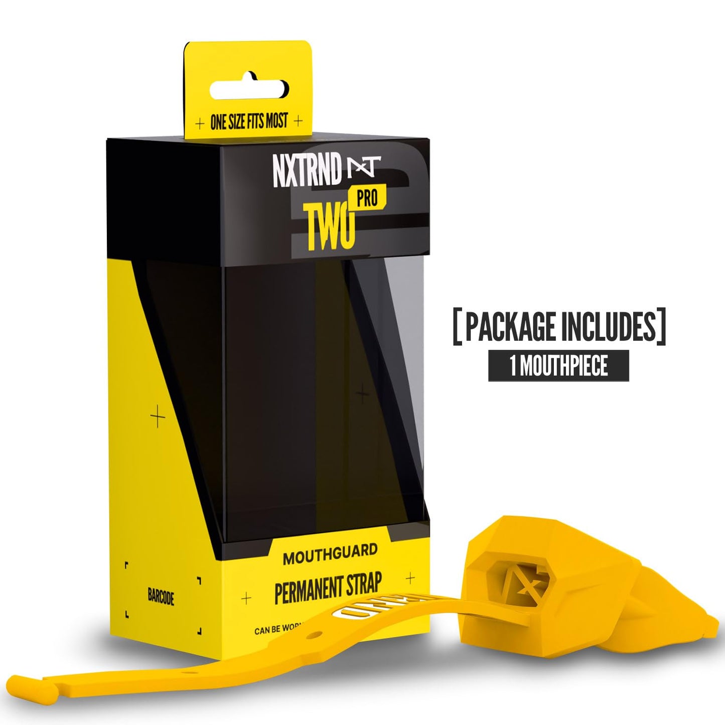 Nxtrnd Two Pro Football Mouth Guard, Permanent Strap, Fits Adult & Youth (Black)