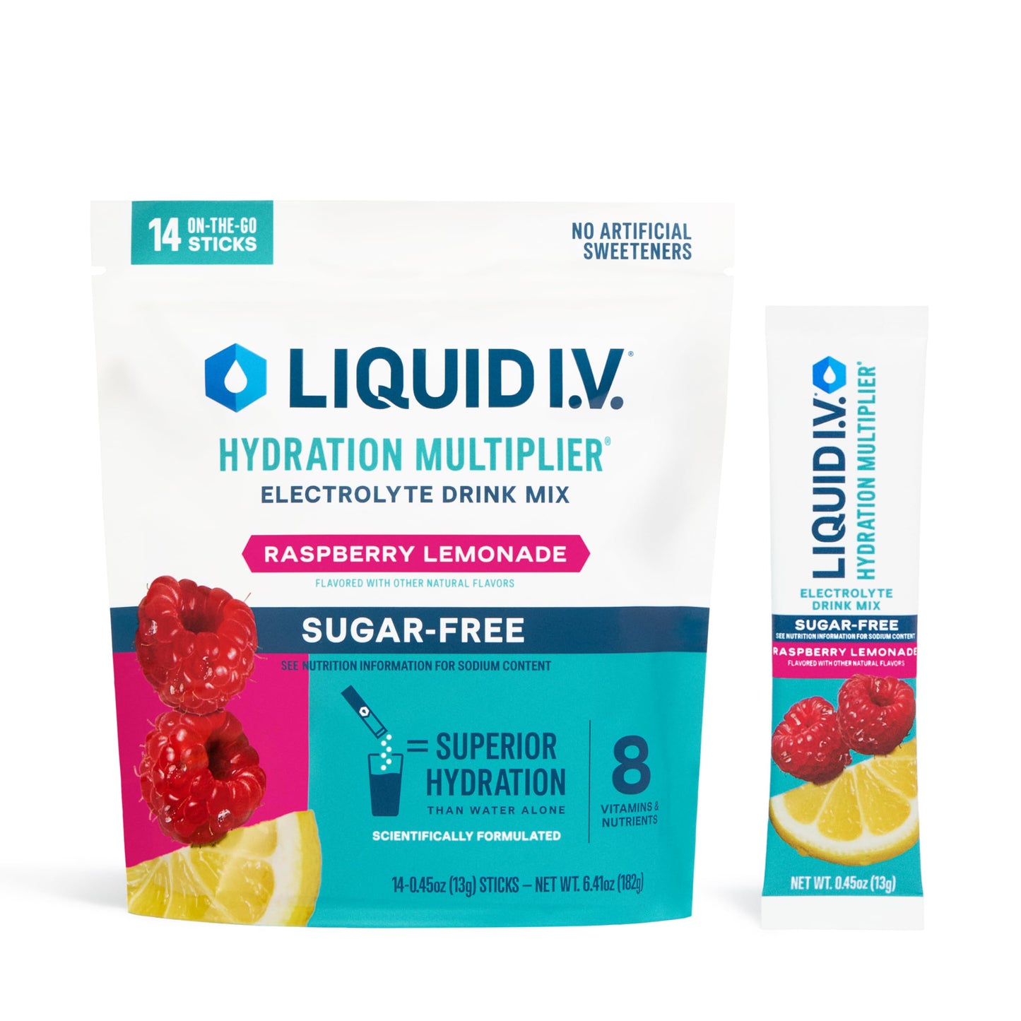 Liquid I.V.® Hydration Multiplier® Sugar-Free - Ring Pop Cherry | Electrolyte Powder Drink Mix | 1 Pack (14 Servings)