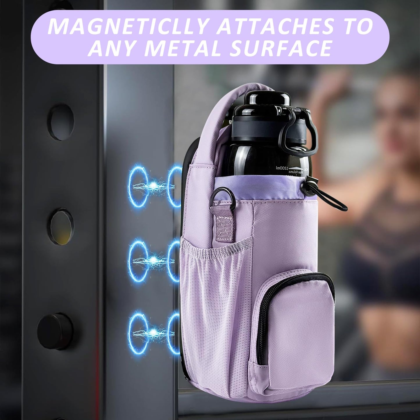 Magnetic Gym Bag for Men and Women, Magnetic Water Bottle Holder for Gym, Small Gym Bag, Gym Gifts for Women and Men (Blue, <40 OZ)
