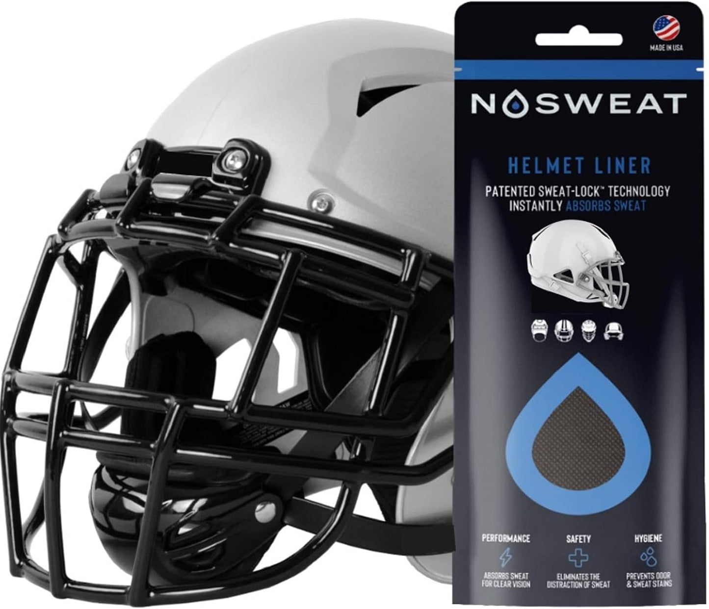 Football Helmet Sweat Liners & Sweatbands by NoSweat 3 | 6 | 12 | 25 Pack