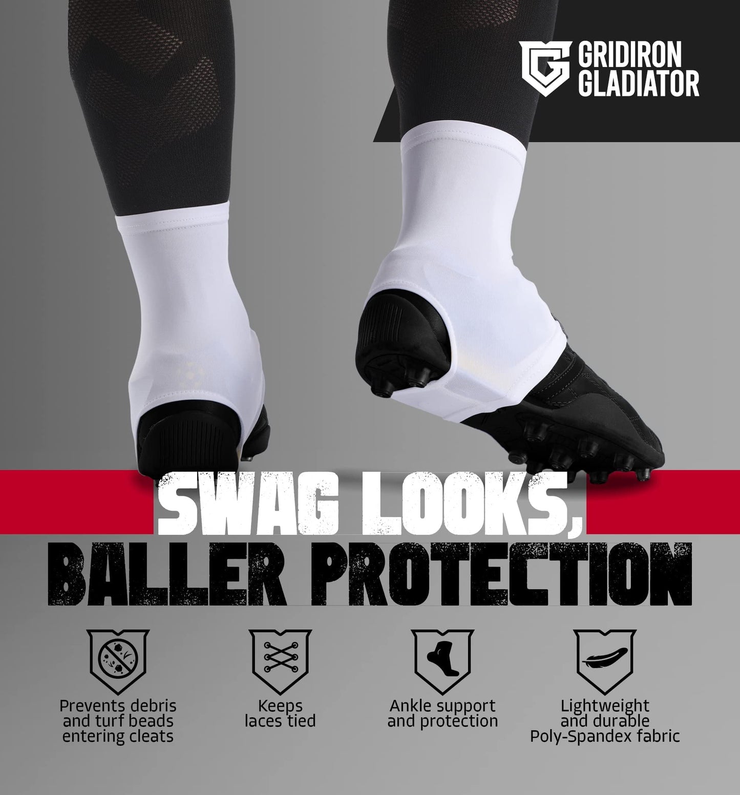 Gridiron Gladiator Football Spats - Spat Cleat Covers for Youth or Adult - Cover Cleats for Baseball Soccer Football - Shoe Sleeves - Sports Gear - Green - Medium