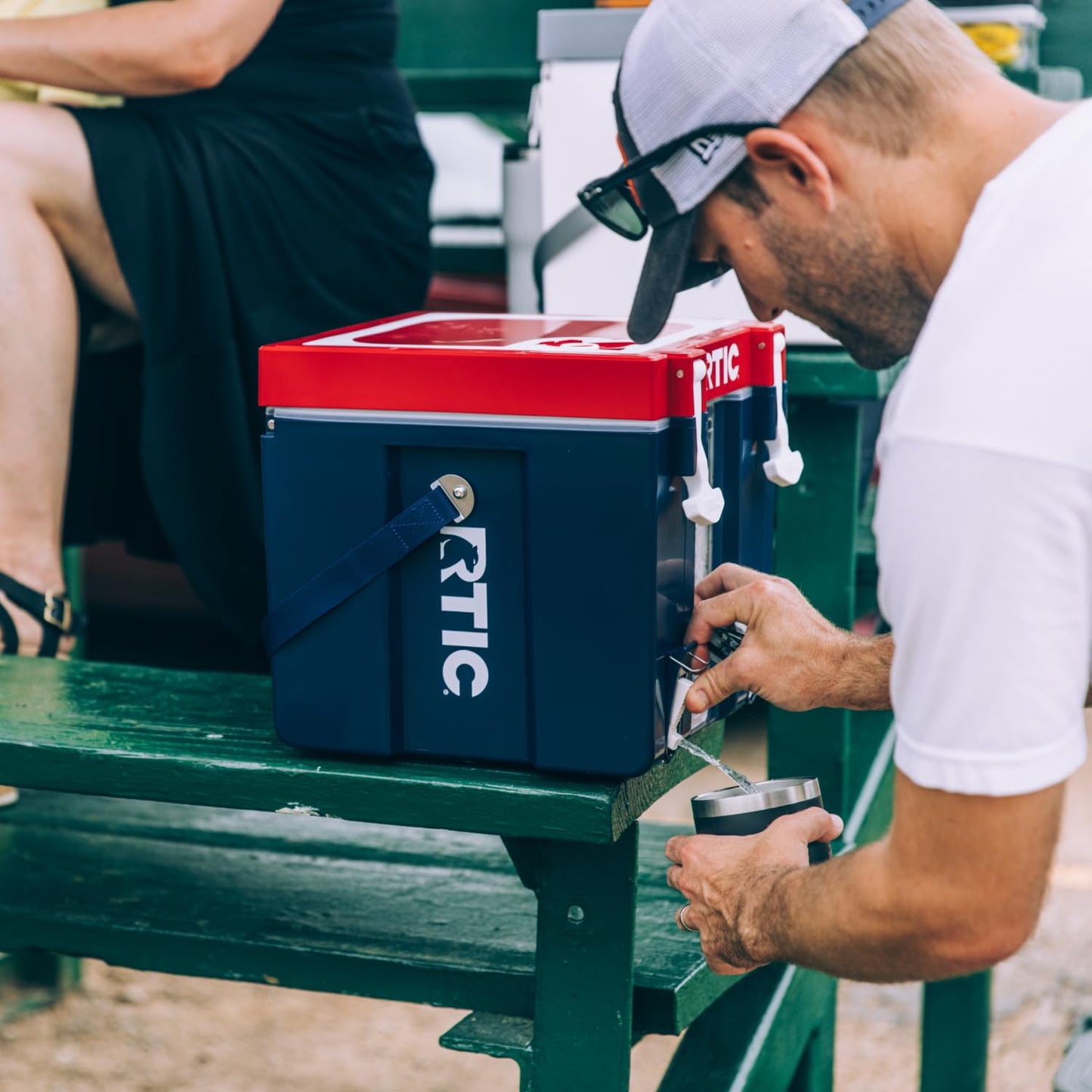 RTIC Halftime 3 Gallon Water Cooler Dispenser, Dual Taps, White | Insulated Beverage Dispenser for Sports, Parties, Camping, BBQ and Picnics, Dual Taps, Stackable, BPA Free