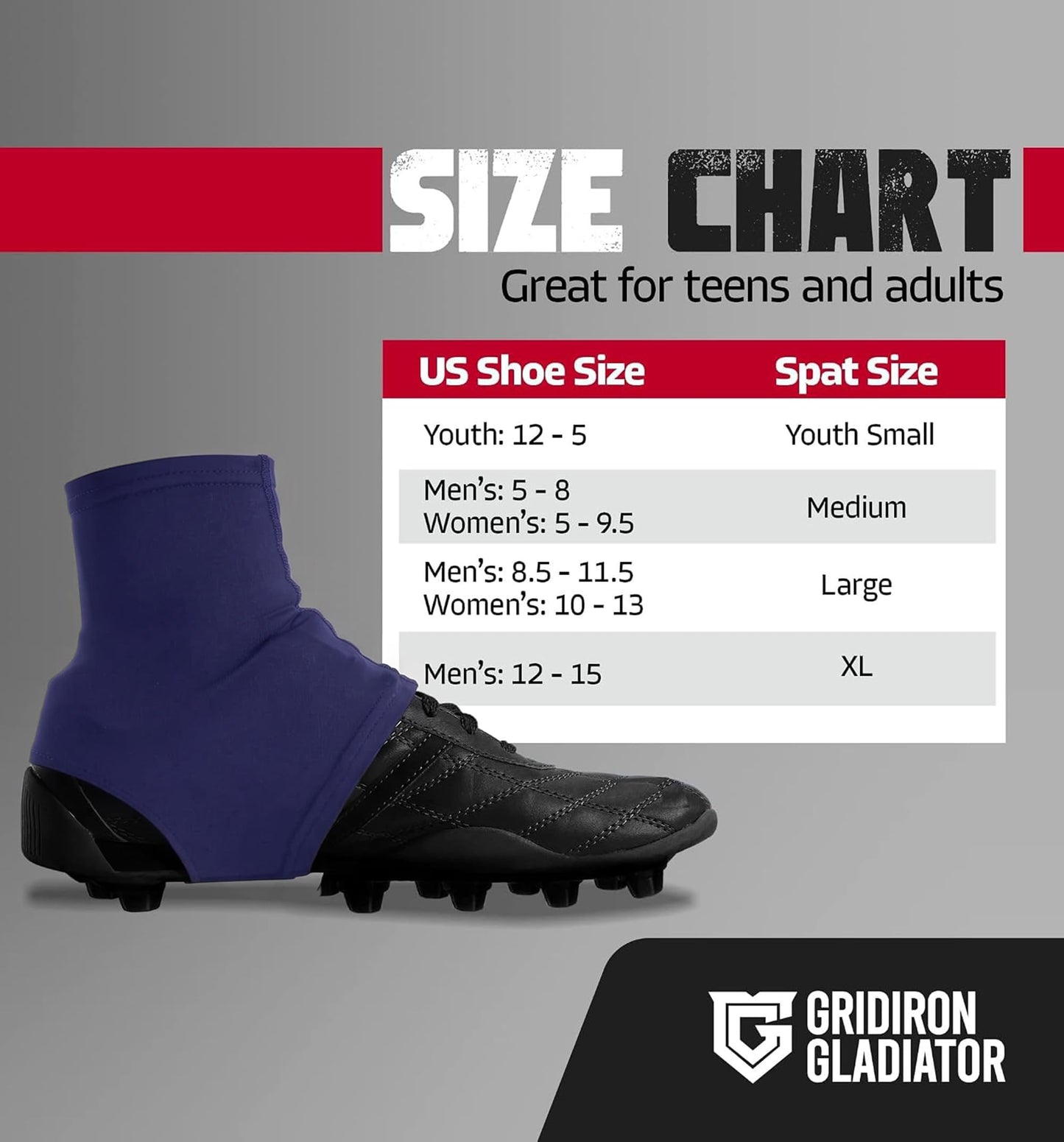 Gridiron Gladiator Football Spats - Spat Cleat Covers for Youth or Adult - Cover Cleats for Baseball Soccer Football - Shoe Sleeves - Sports Gear - Green - Medium