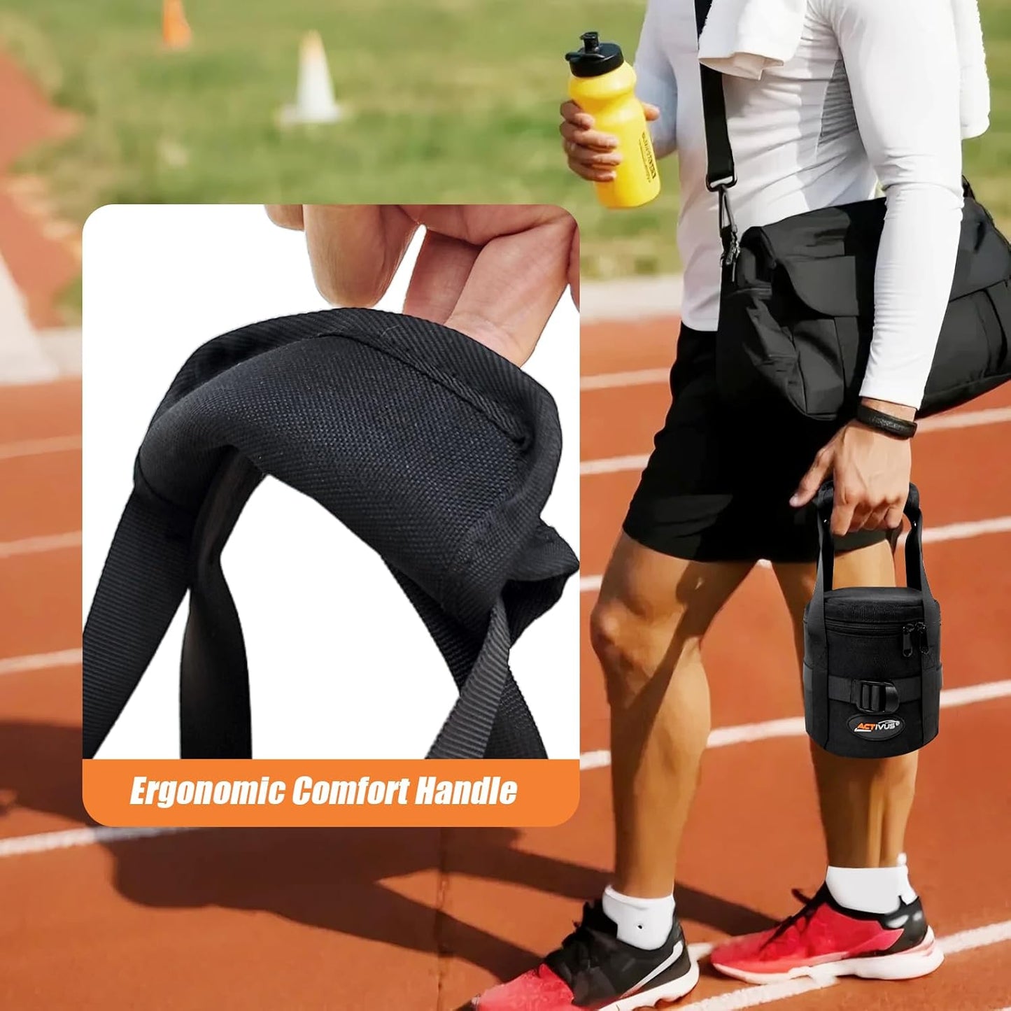 Shot Put Bag With Comfortable Handle and Foam Pad for Carrying Single Ball From 6 LBS to 16 LBS, Black