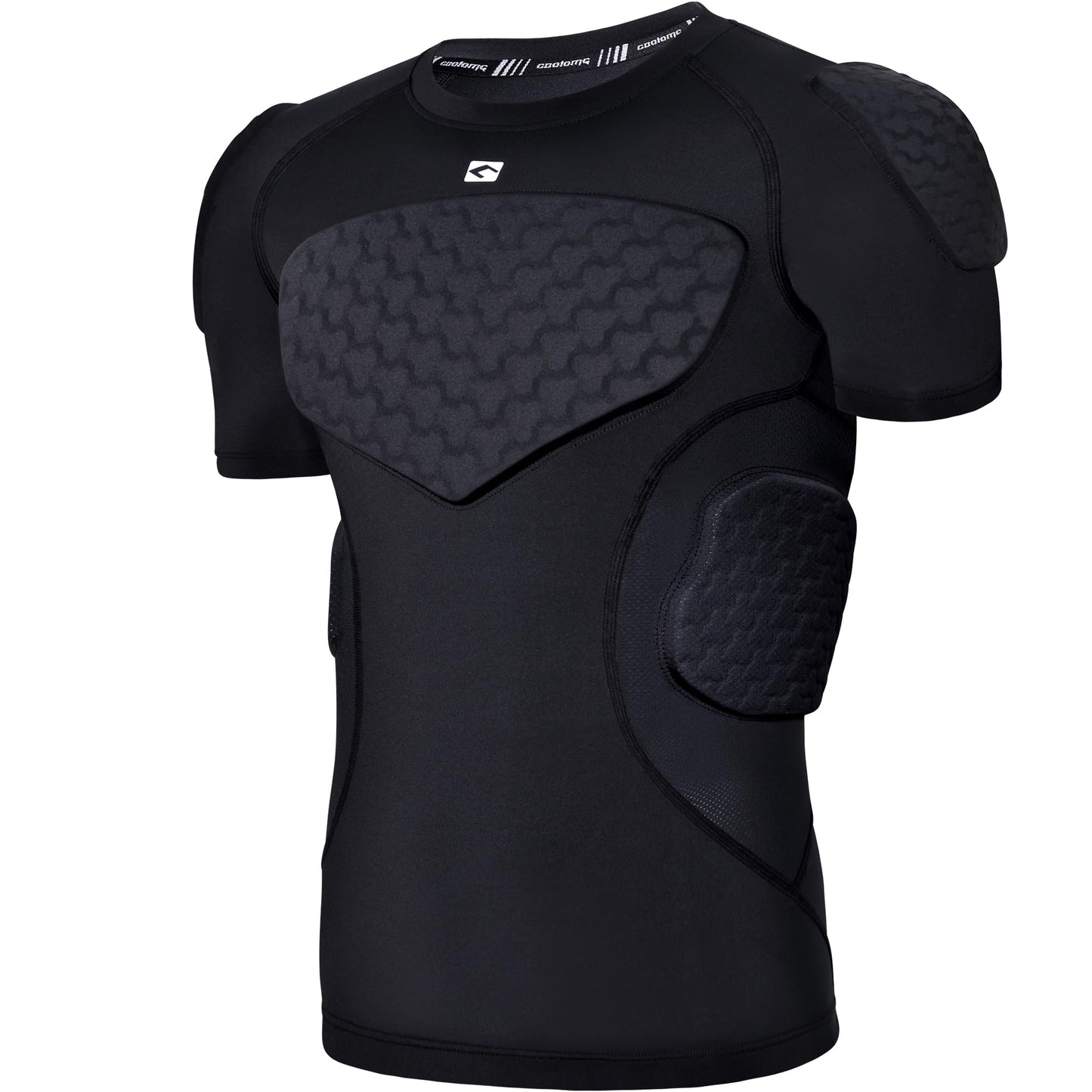 COOLOMG Youth Padded Football Shirt Chest Rib Protector | Football Compression Undershirt Back Protection
