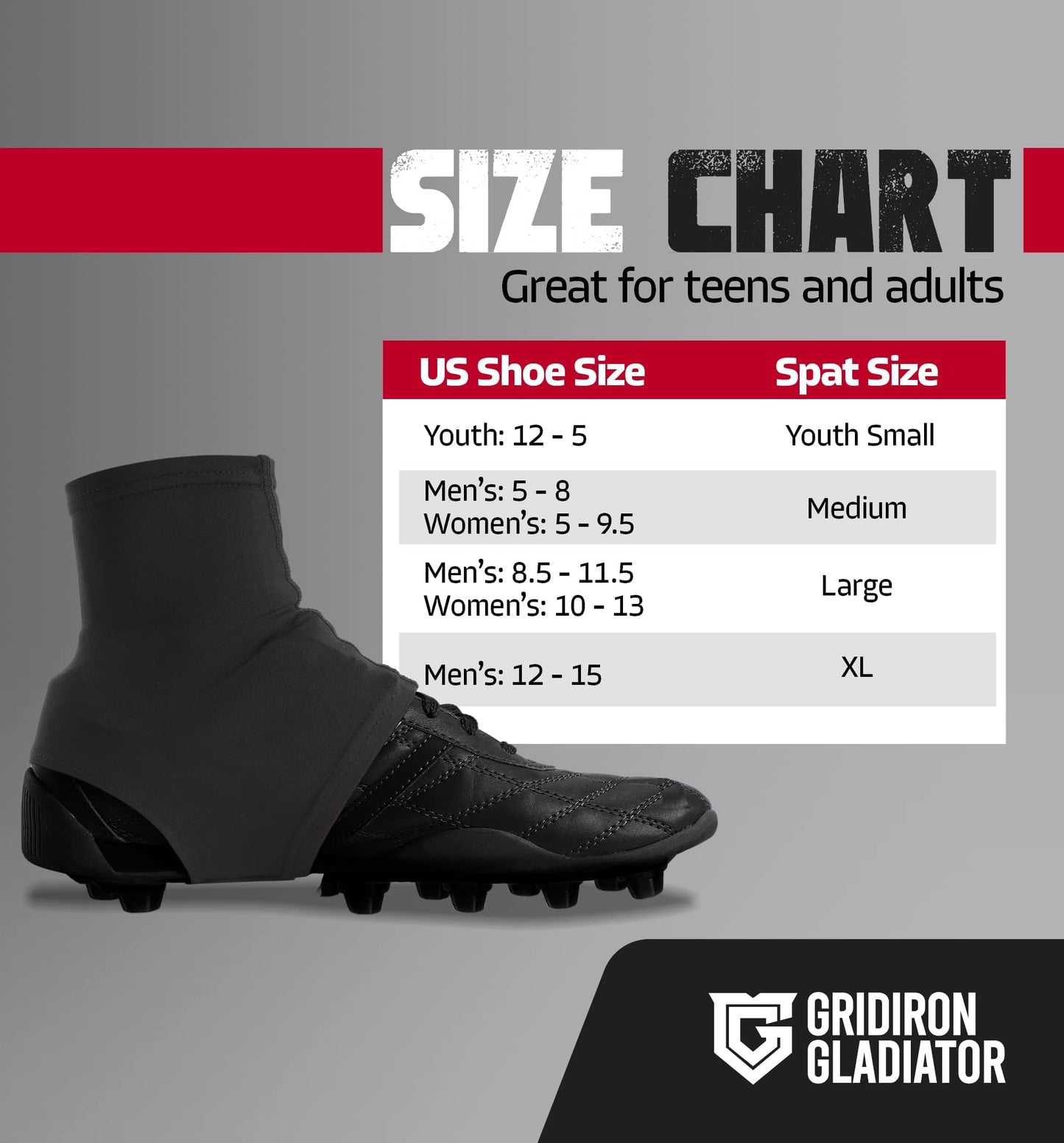Gridiron Gladiator Football Spats - Spat Cleat Covers for Youth or Adult - Cover Cleats for Baseball Soccer Football - Shoe Sleeves - Sports Gear - Green - Medium