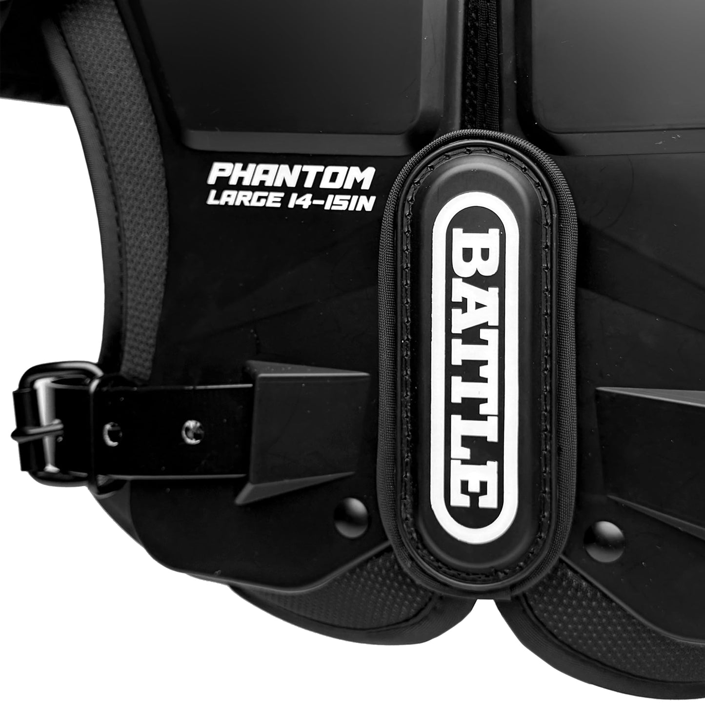 Battle Sports Phantom Football Shoulder Pads | Leaf-spring technology absorbs shock, Molded chest plate, Permanent sternum protector, Wide-coverage foam neck roll