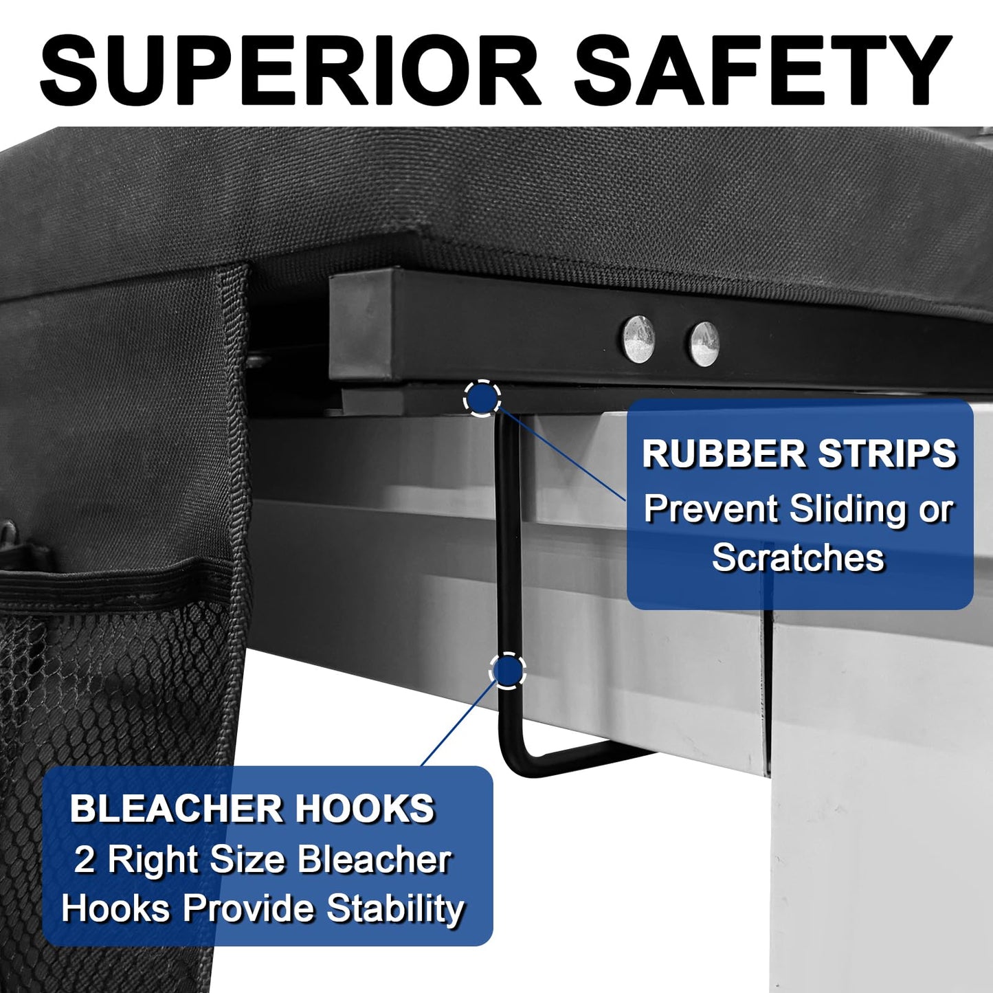 Romswi Stadium Seats for Bleachers with Back Support 2 Pack, Lightweight Portable Bleacher Chairs with Wide Padded Cushion, Folding Stadium Seat with Cup Holder