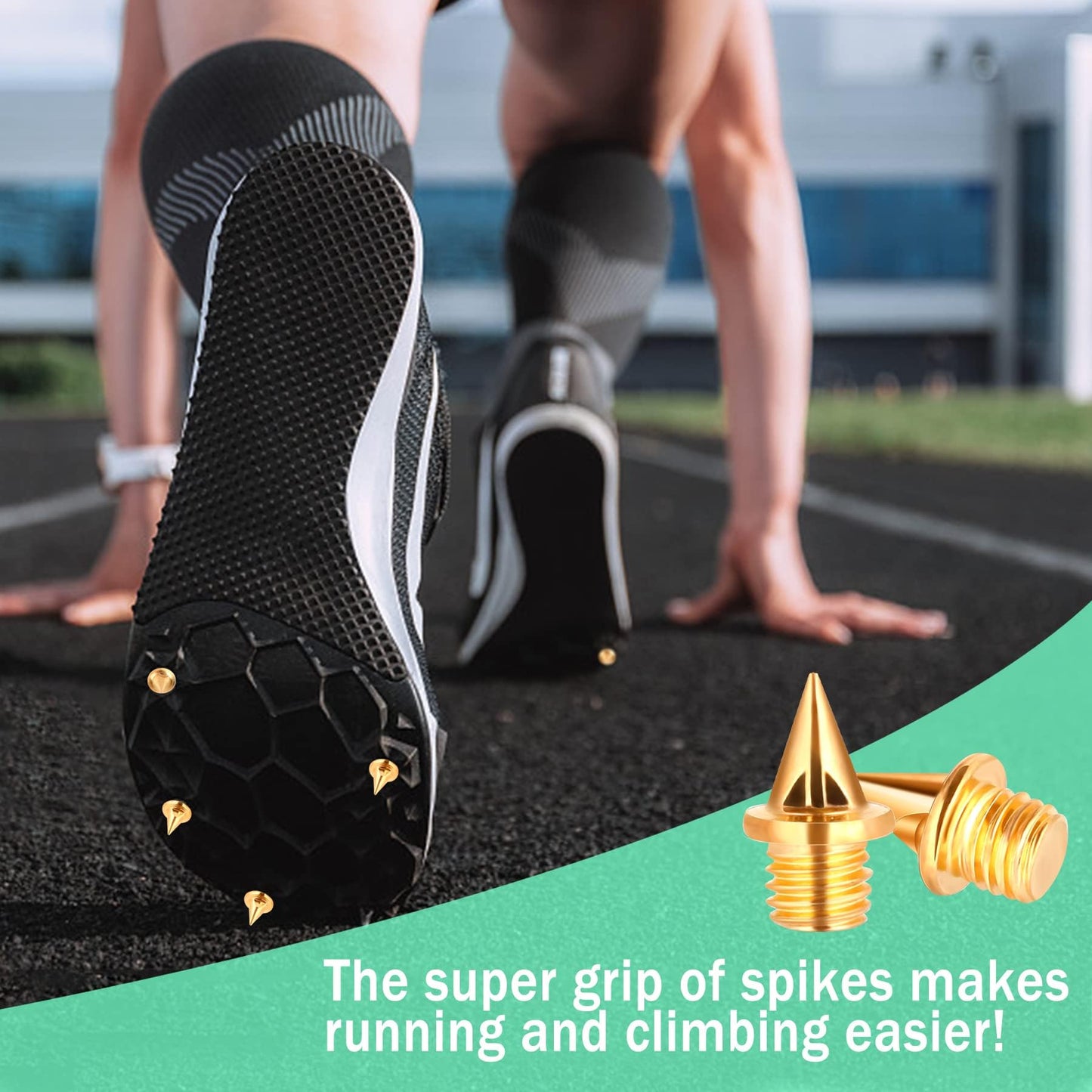 JULMELON 120PCS 1/4inch Stainless Steel Track and Cross Country Spikes Golf Shoe Spikes with Spike Wrench, Replacement Spikes for Sprint Sports Short Running Track Shoes