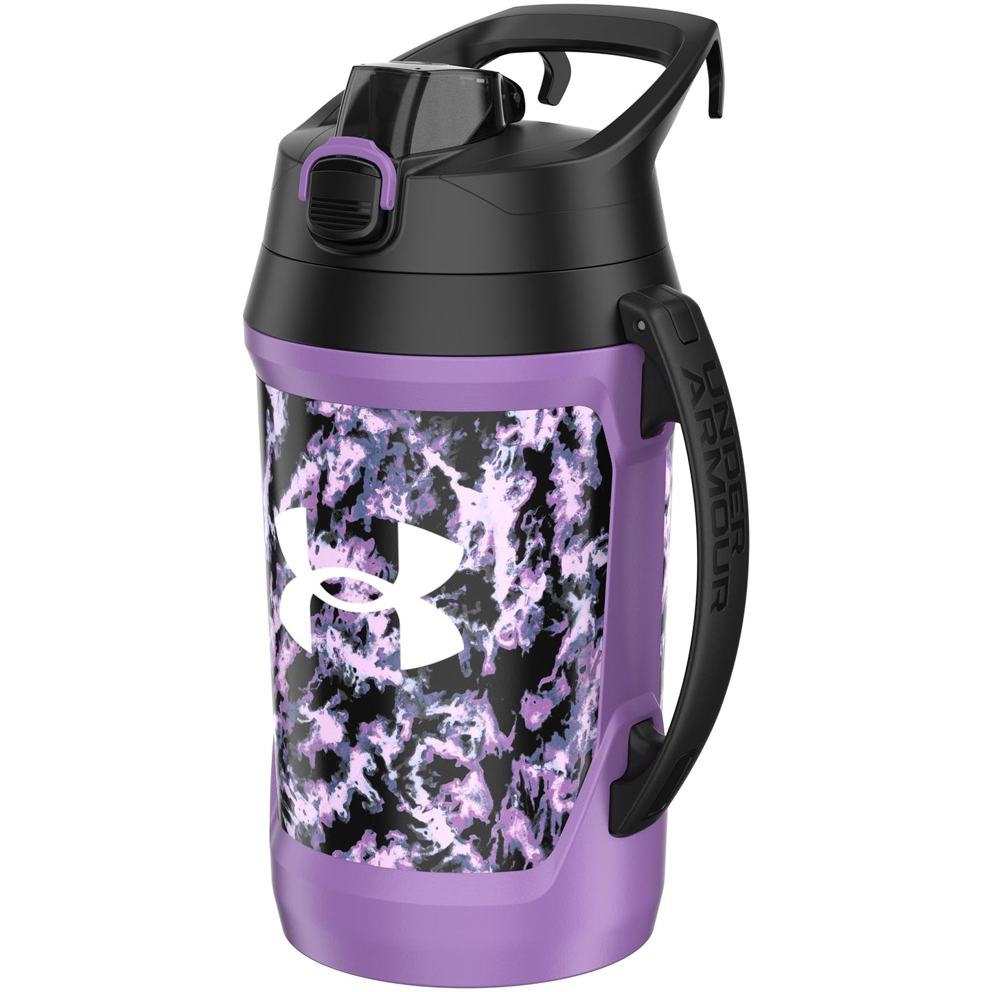 Under Armour Insulated Water Bottle with Handle & Fence Hook, Half Gallon Sports Water Jug, Leak-Resistant & BPA-Free for Baseball, Football & Gym - Black/Black, 64oz