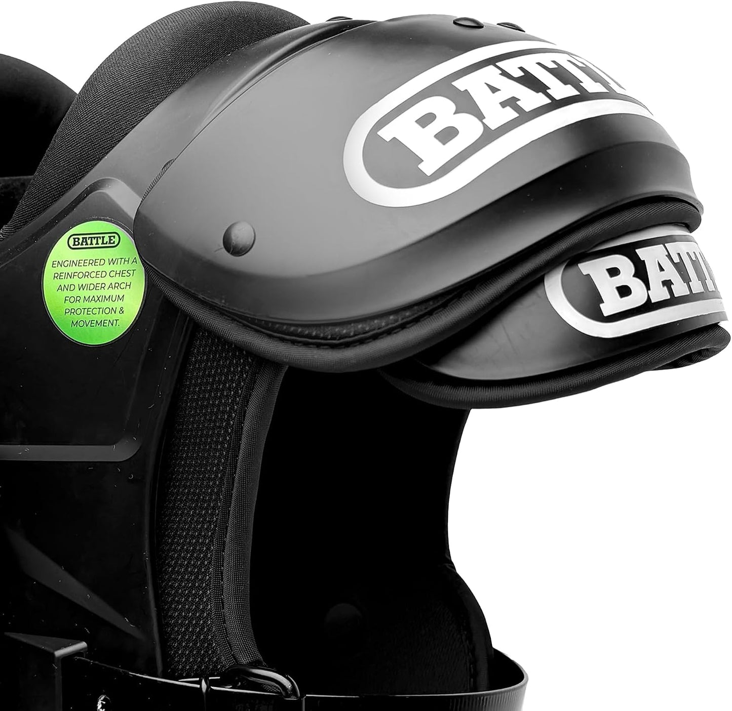Battle Sports Phantom Football Shoulder Pads | Leaf-spring technology absorbs shock, Molded chest plate, Permanent sternum protector, Wide-coverage foam neck roll