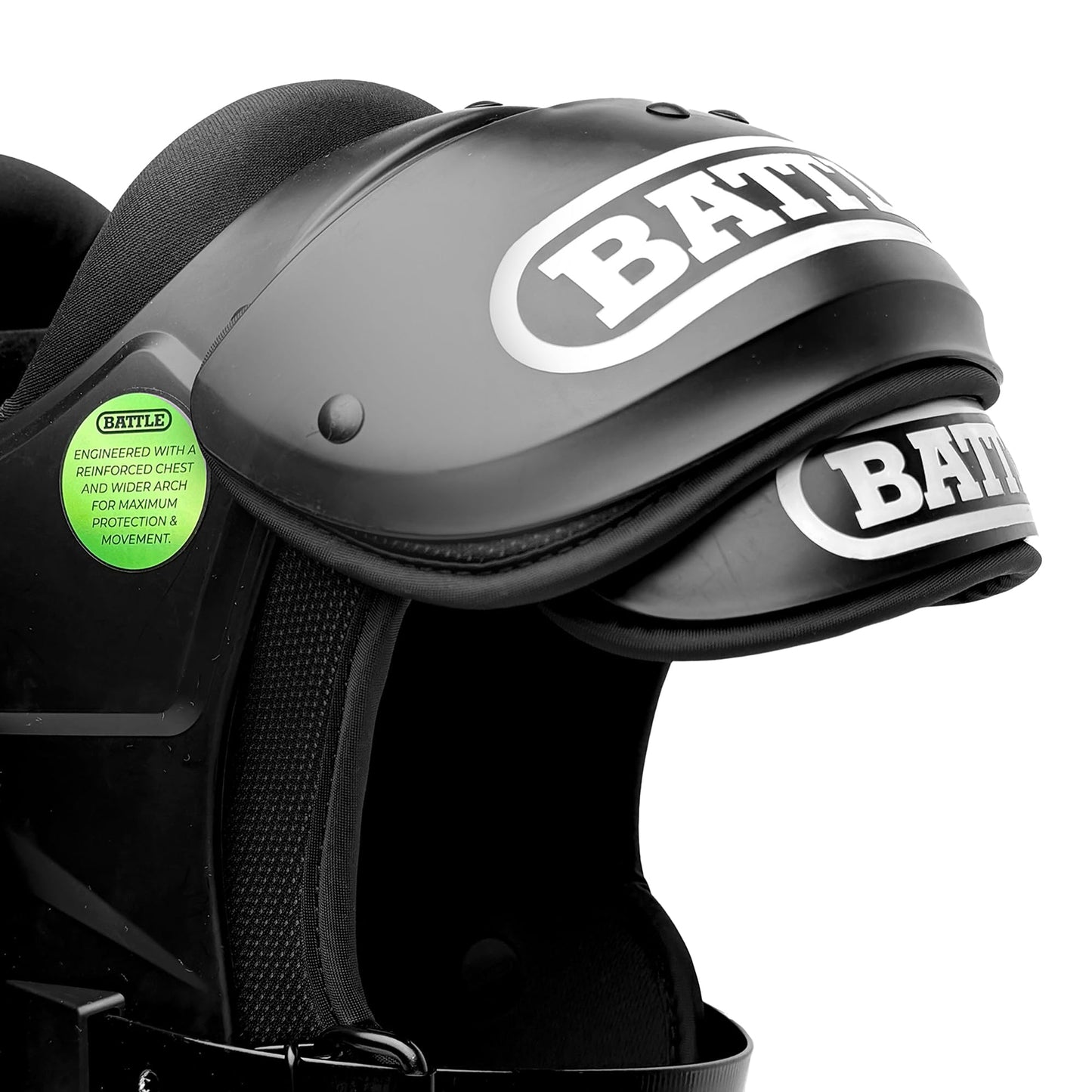 Battle Sports Phantom Football Shoulder Pads | Leaf-spring technology absorbs shock, Molded chest plate, Permanent sternum protector, Wide-coverage foam neck roll