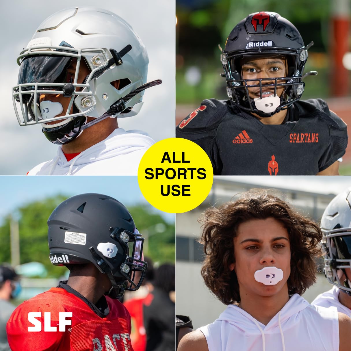 SLEEFS Football Mouth Guard - Youth Mouthguard with Strap - Lip/Teeth Protector Mouthpiece - No Boil - for Youth/Adults, Maximum Air Flow, for All Sports - Cross