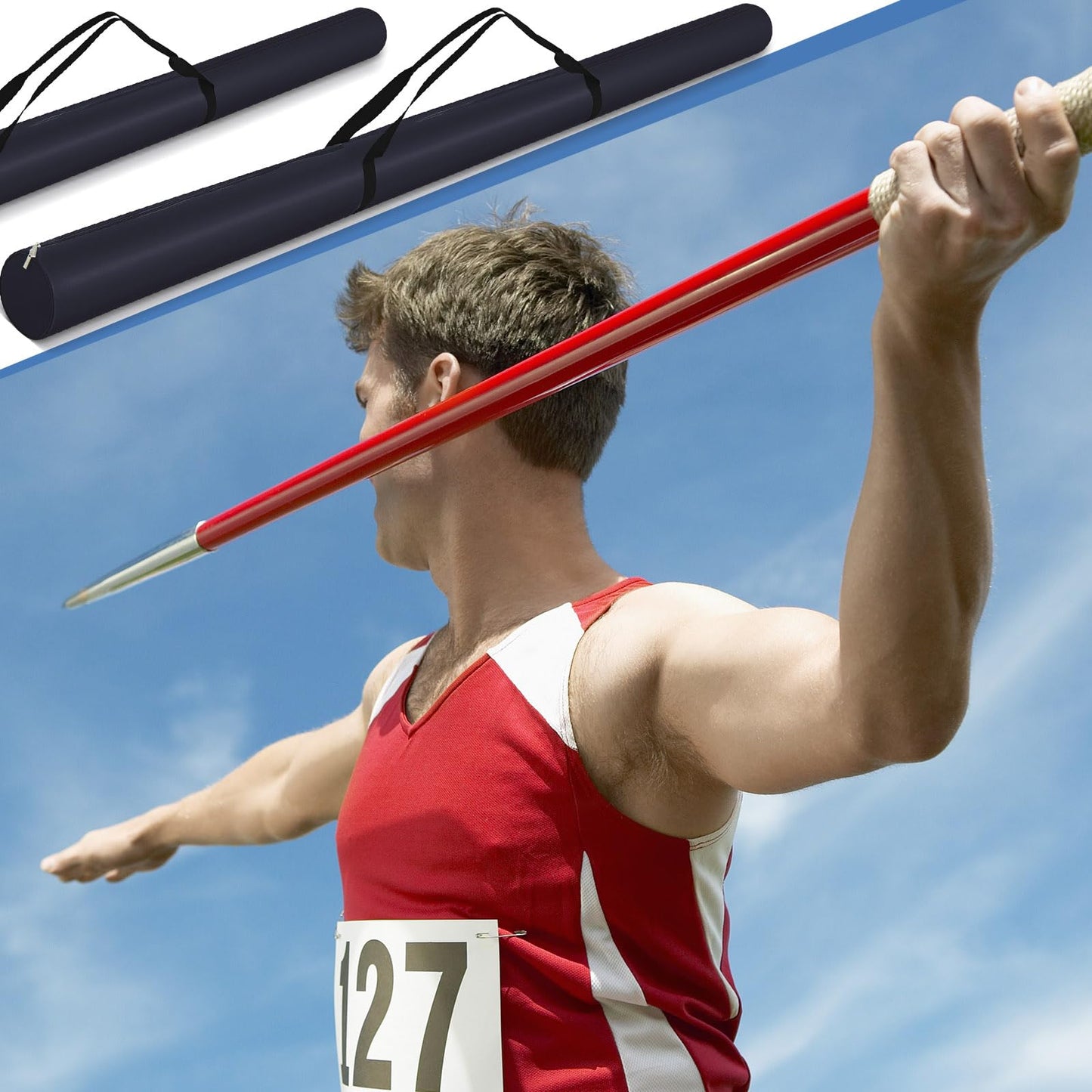 Javelin Carrying Bag Heavy Duty Polyester Fabric Javelin Carrying Case for Track and Field Throwing Equipment, Hold up to 10 Javelins
