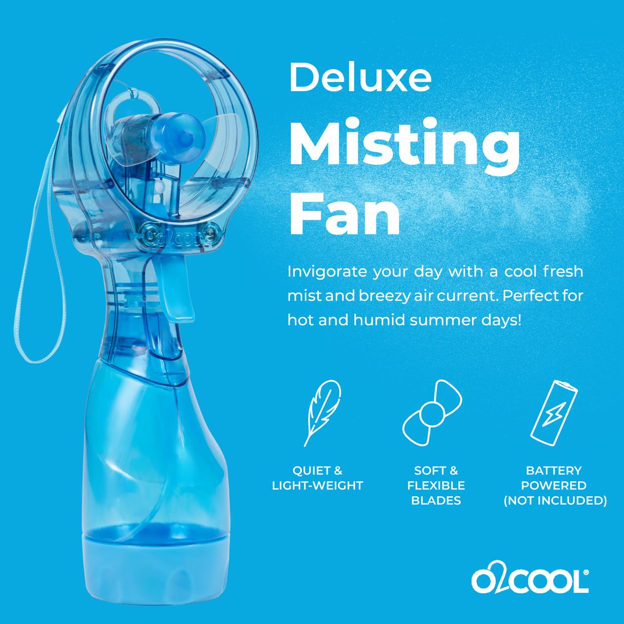 O2COOL Deluxe Handheld Battery Powered Water Misting Fan (Green)