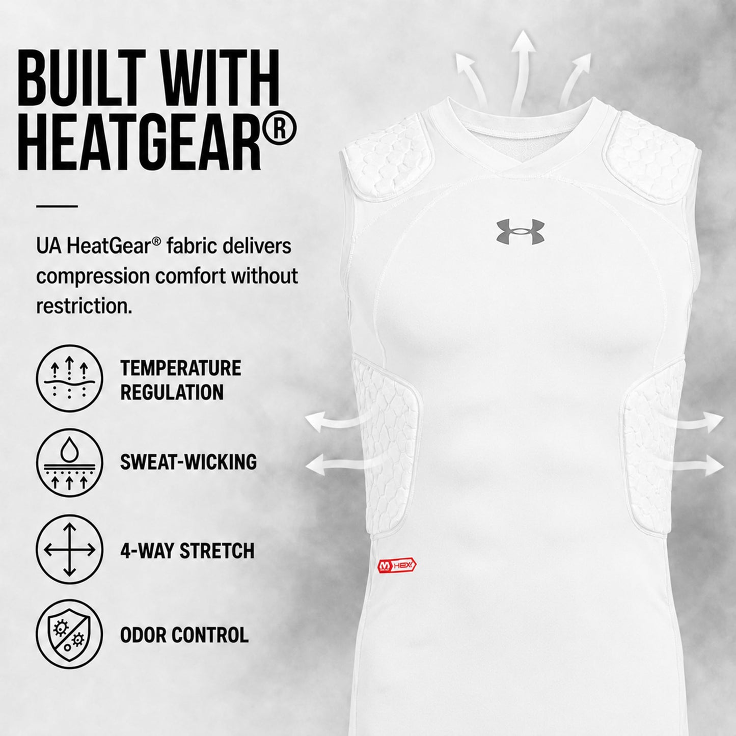 Under Armour Gameday Pro 5-Pad Youth Football Compression Shirt Protective Top