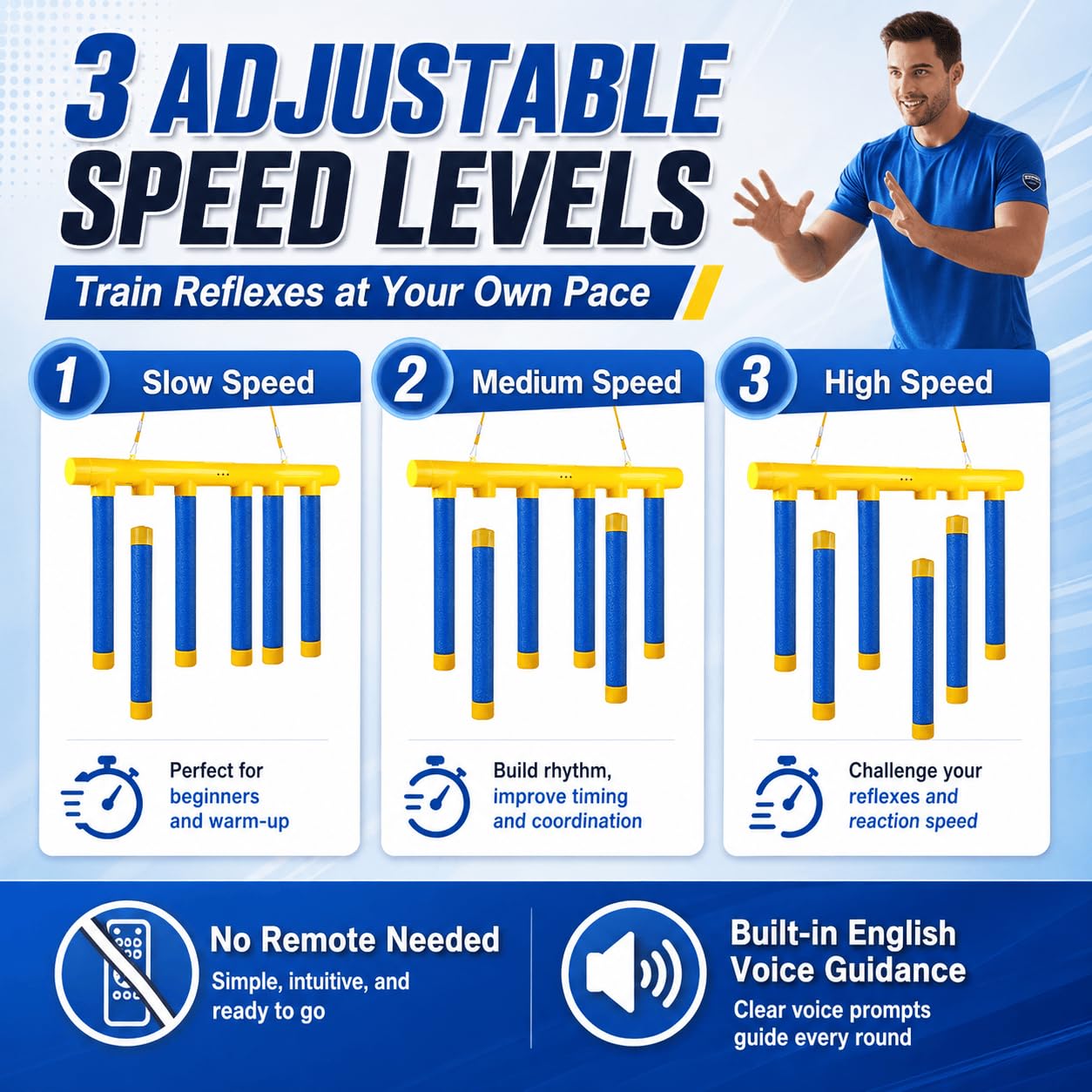 Reflex Drop Sticks Game, Reaction Training Tool with 3 Speed Levels, Falling Catching Sticks for Hand-Eye Coordination, Focus & Reaction Time Training for Adults