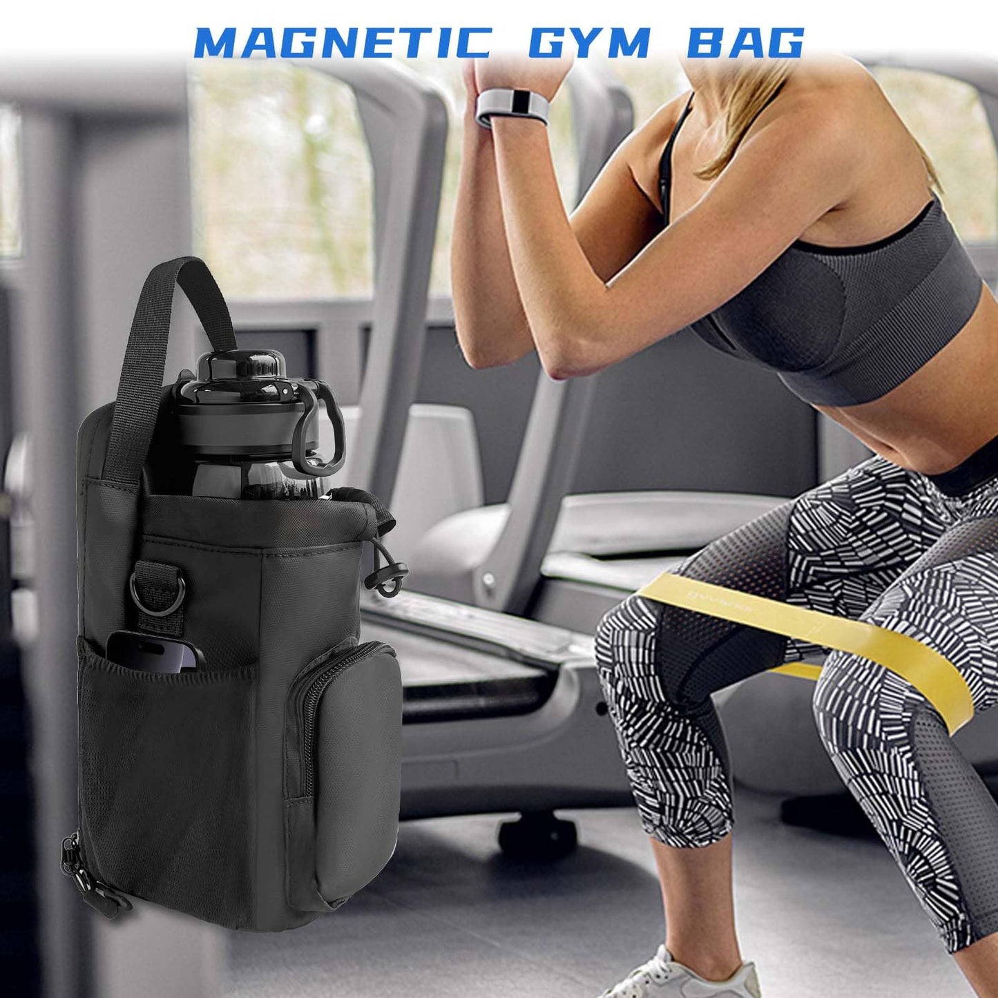 Magnetic Gym Bag for Men and Women, Magnetic Water Bottle Holder for Gym, Small Gym Bag, Gym Gifts for Women and Men (Blue, <40 OZ)