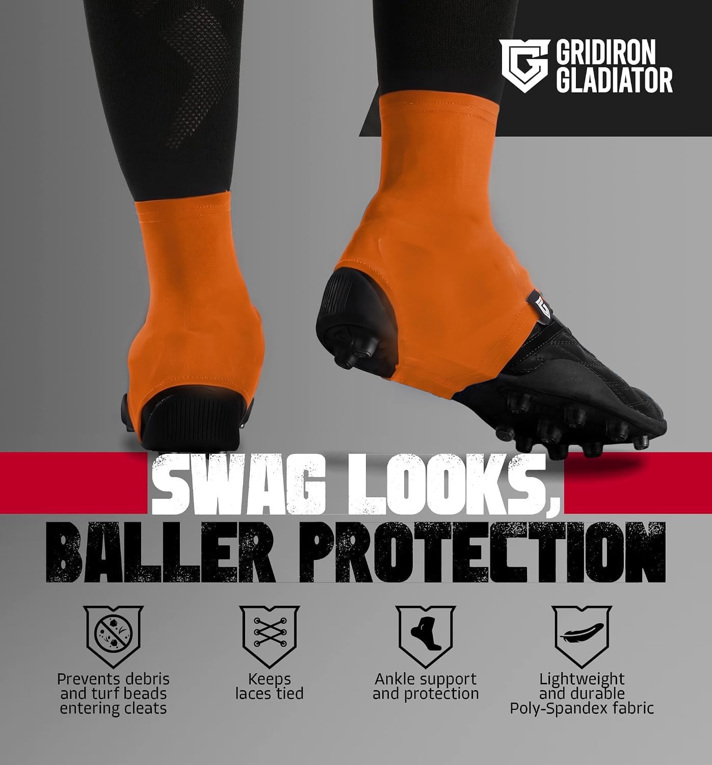 Gridiron Gladiator Football Spats - Spat Cleat Covers for Youth or Adult - Cover Cleats for Baseball Soccer Football - Shoe Sleeves - Sports Gear - Green - Medium