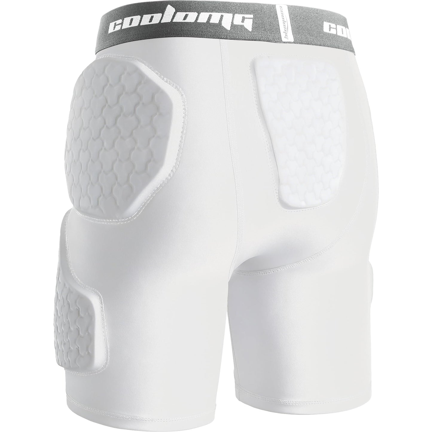 COOLOMG Youth Football Girdle 5-Pad Integrated Hip Thigh Tailbone Pads | Boys Football Padded Compression Shorts with Cup Pocket