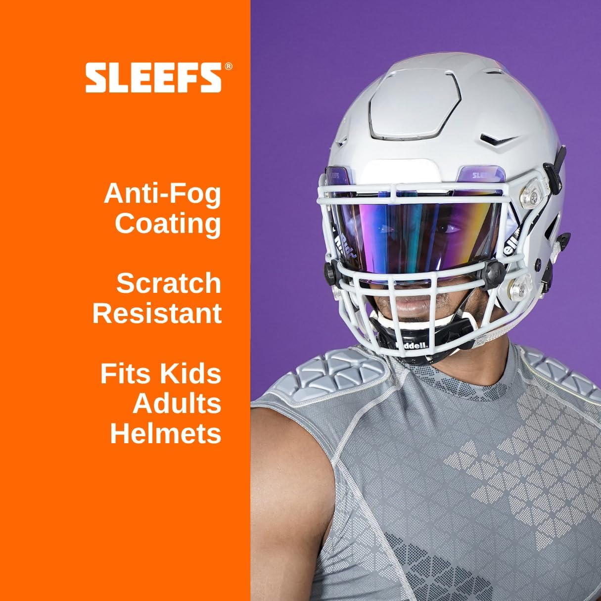 SLEEFS Clear Football Visor for Helmet - Professional Football Visor - Face & Eye Shield - Fits Youth & Adult Helmets - Includes Quick Visor Clips for Easy Installation