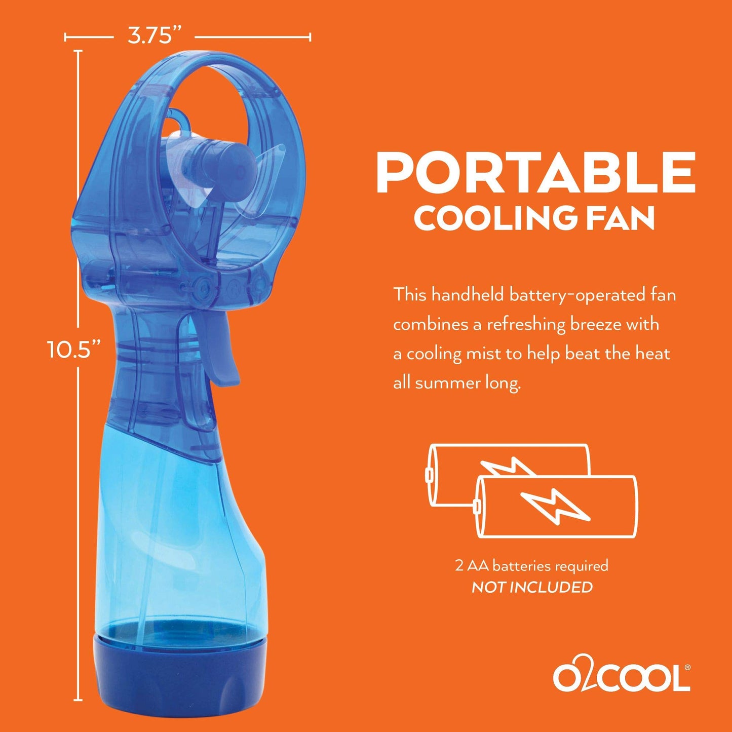 O2COOL Deluxe Handheld Battery Powered Water Misting Fan (Green)