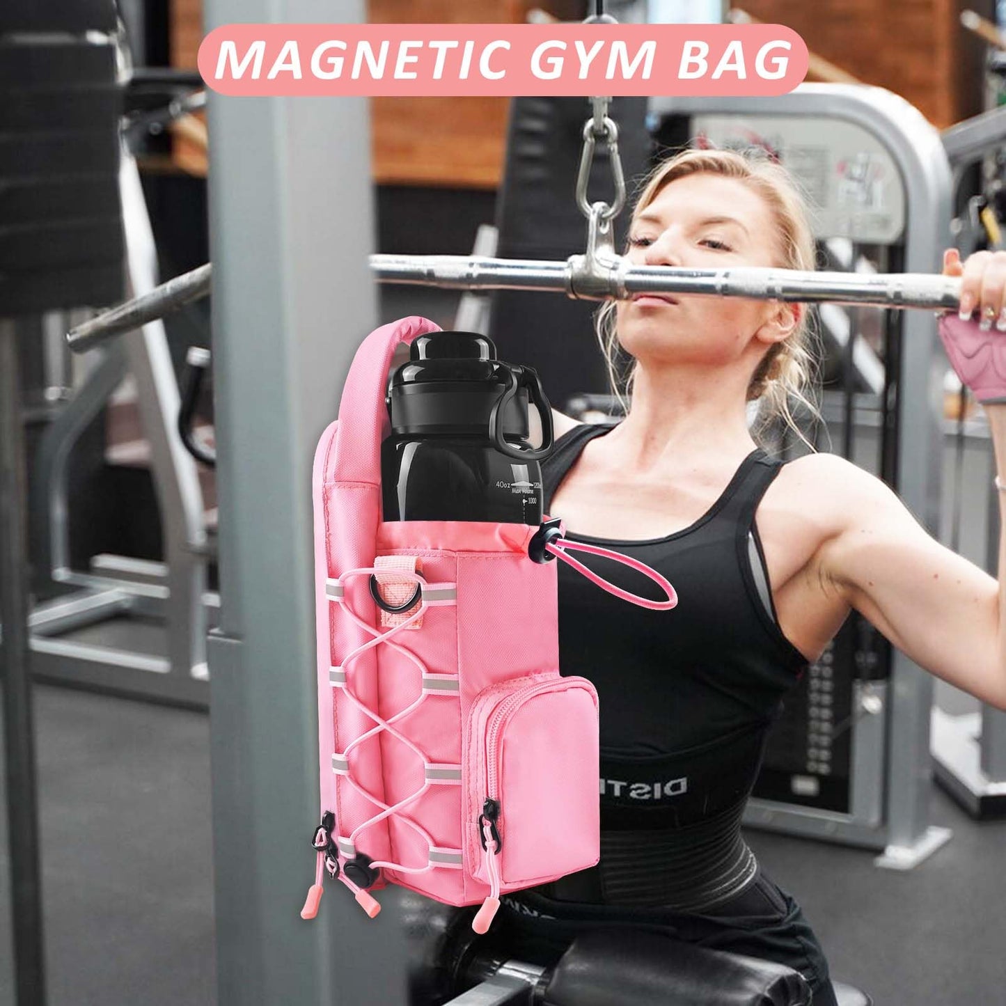 Magnetic Gym Bag for Men and Women, Magnetic Water Bottle Holder for Gym, Small Gym Bag, Gym Gifts for Women and Men (Blue, <40 OZ)