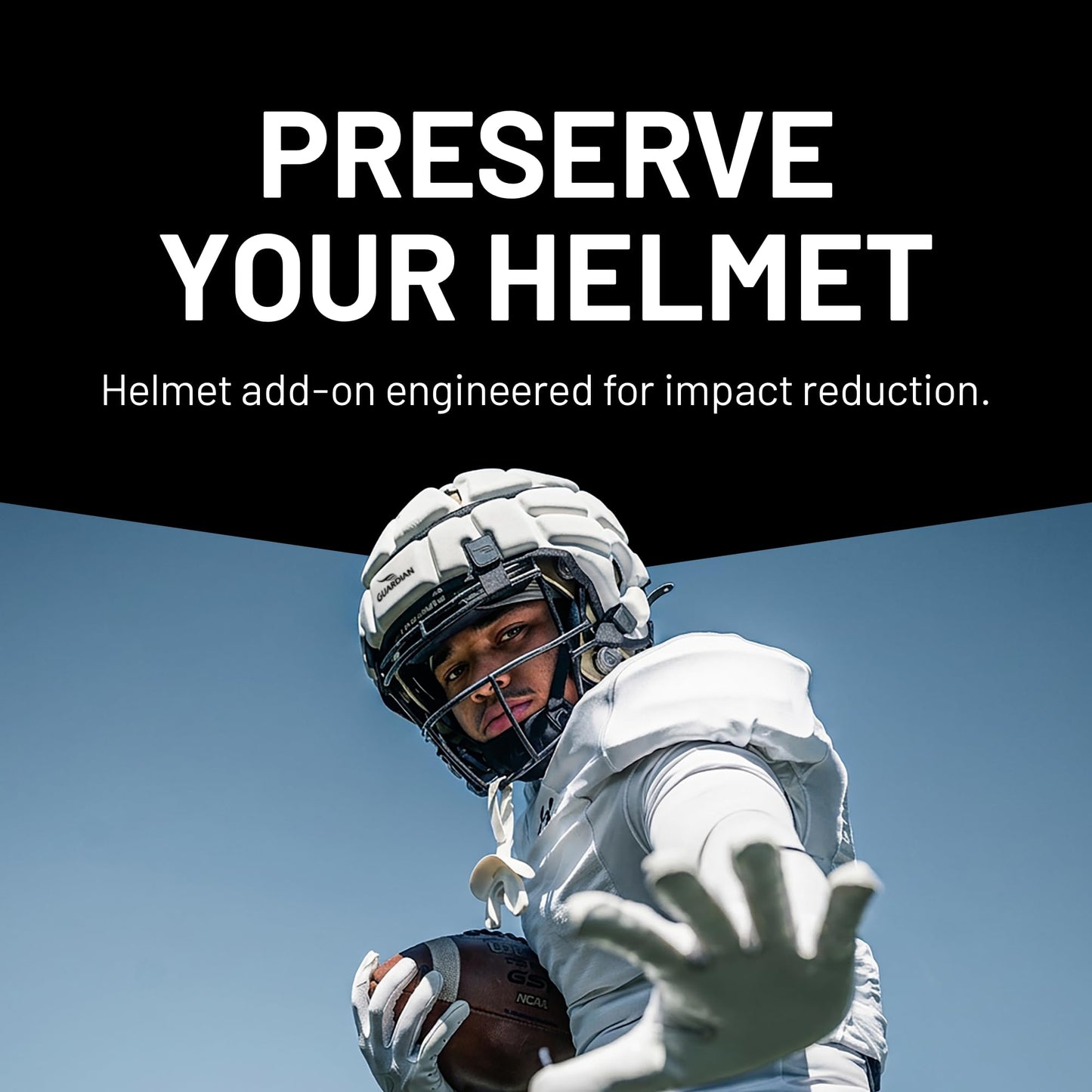 Guardian Cap - Soft-Shell Helmet Cover for Football and Lacrosse - Reduces Impact and Protects Helmets - One Size Fits All