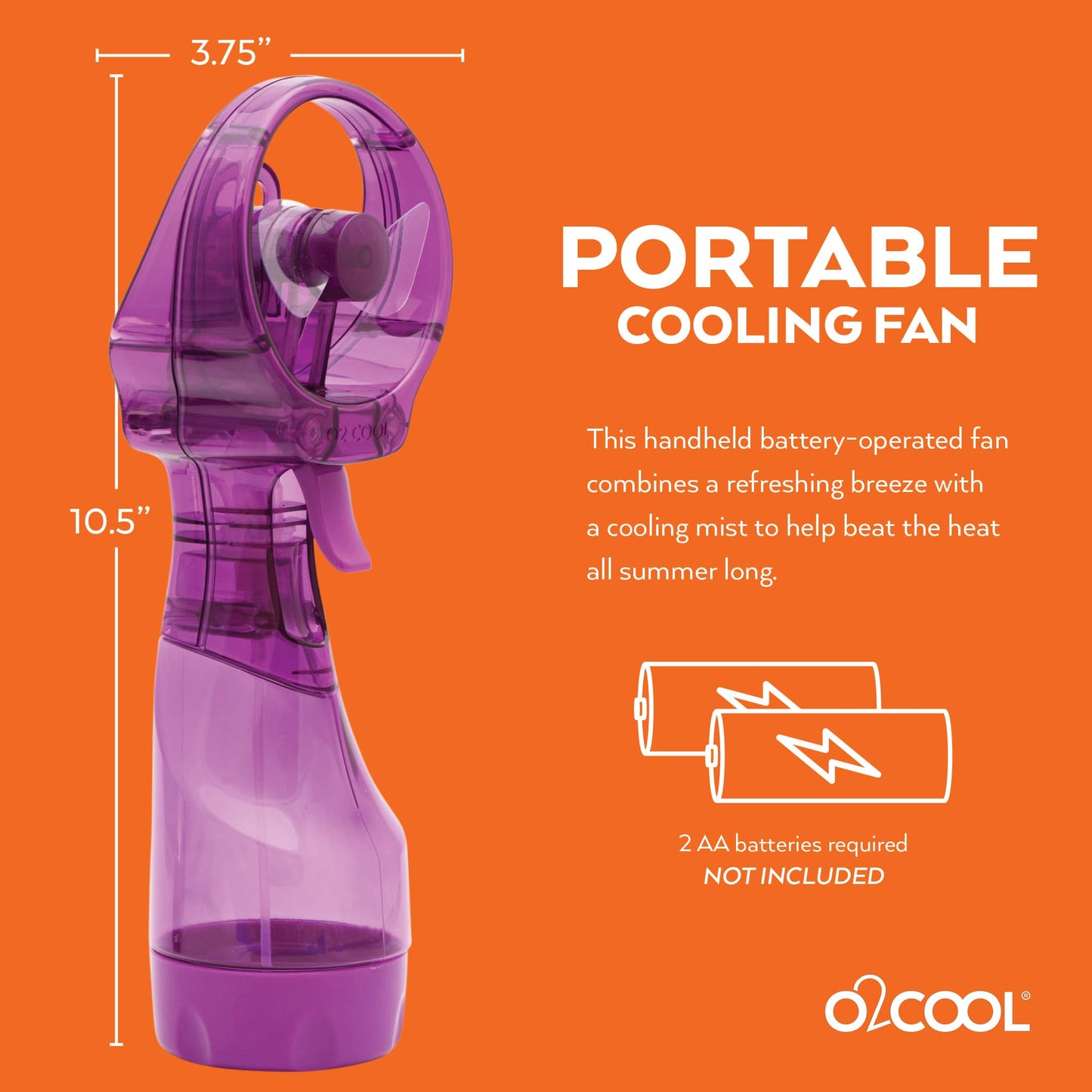 O2COOL Deluxe Handheld Battery Powered Water Misting Fan (Green)