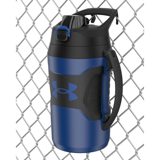Under Armour Insulated Water Bottle with Handle & Fence Hook, Half Gallon Sports Water Jug, Leak-Resistant & BPA-Free for Baseball, Football & Gym - Black/Black, 64oz