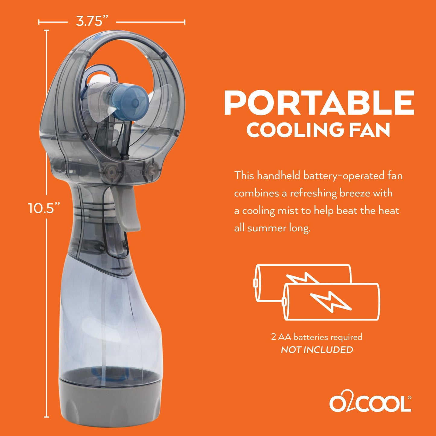 O2COOL Deluxe Handheld Battery Powered Water Misting Fan (Green)
