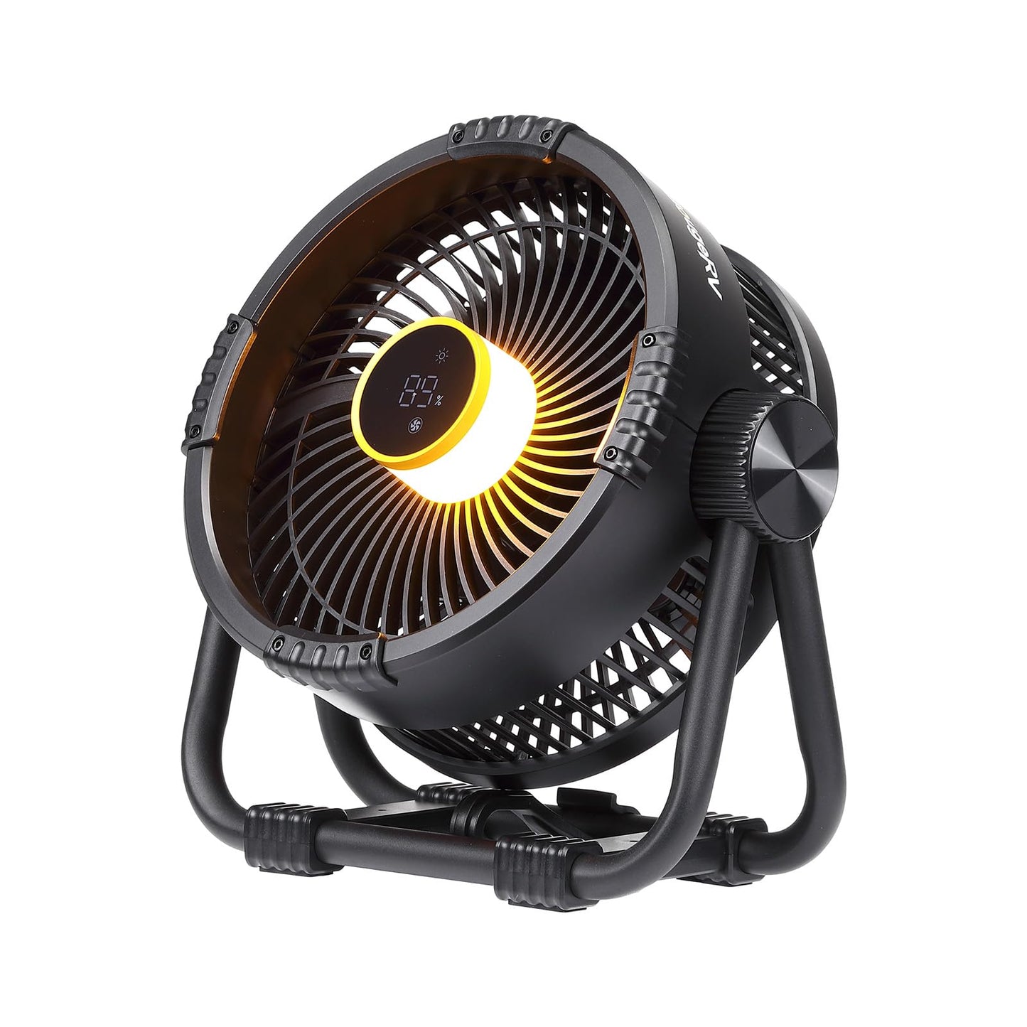 BougeRV Portable Fan Rechargeable, 20000mAh Battery Powered Fans with 4 Wind Speeds Hook Brighter Light LCD Display 270° Rotatable for Camping, Tent, Outdoors, Office, Travel, RV, Black