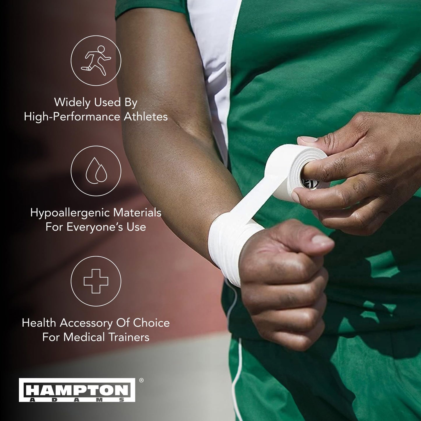 Hampton Adams | As Seen on Shark Tank | Original Athletic Sports Tape (3-Pack) | 45ft Rolls | Very Strong Easy Tear NO Sticky Residue | Best Tape for Athlete & Trainers | Fingers Ankles