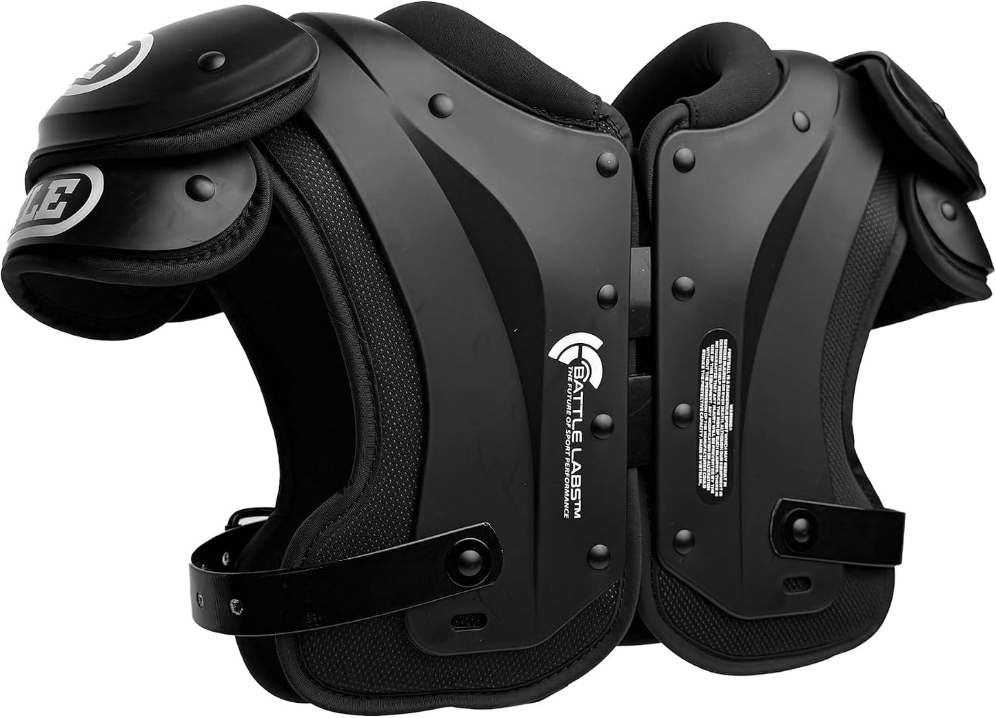 Battle Sports Phantom Football Shoulder Pads | Leaf-spring technology absorbs shock, Molded chest plate, Permanent sternum protector, Wide-coverage foam neck roll