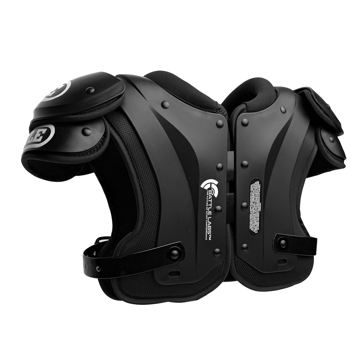 Battle Sports Phantom Football Shoulder Pads | Leaf-spring technology absorbs shock, Molded chest plate, Permanent sternum protector, Wide-coverage foam neck roll